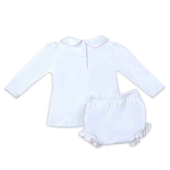 Lizzie's Classics Smocked Ruffle Long Sleeve Diaper Cover Set - Pink - Magnolia BabyDiaper Cover