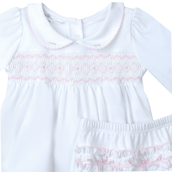 Lizzie's Classics Smocked Ruffle Long Sleeve Diaper Cover Set - Pink - Magnolia BabyDiaper Cover