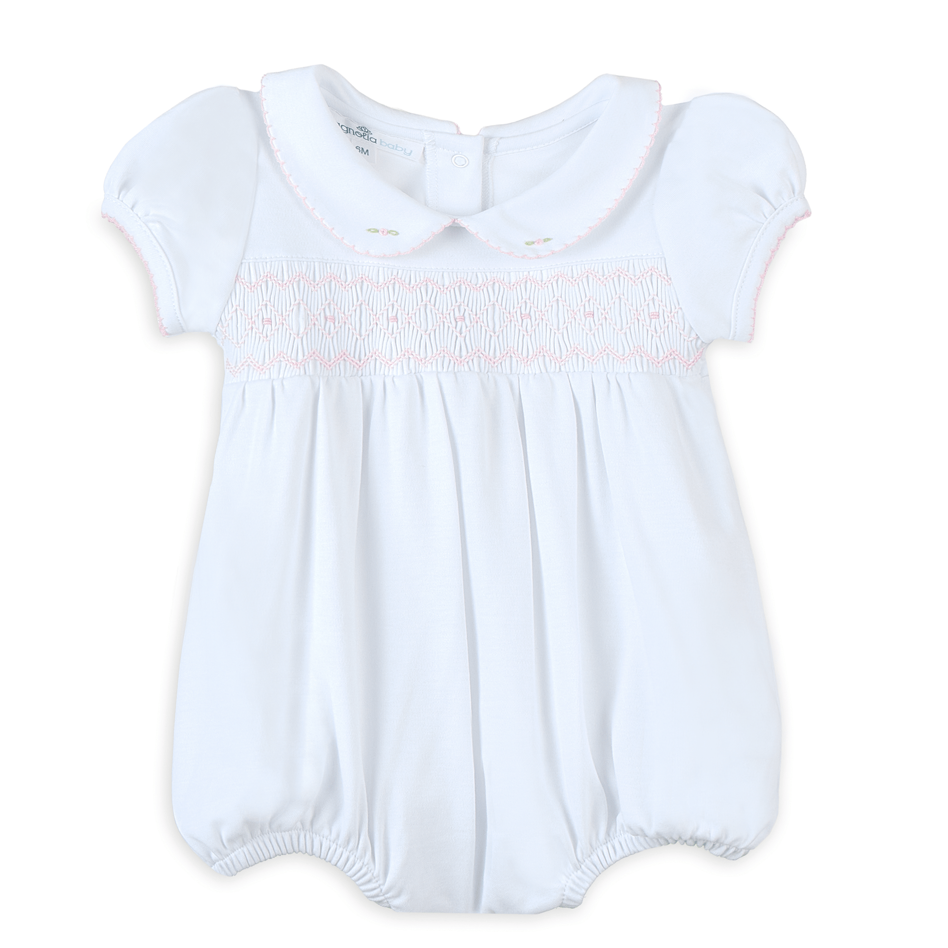 Lizzie's Classics Smocked Short Sleeve Bubble - Pink - Magnolia BabyBubble
