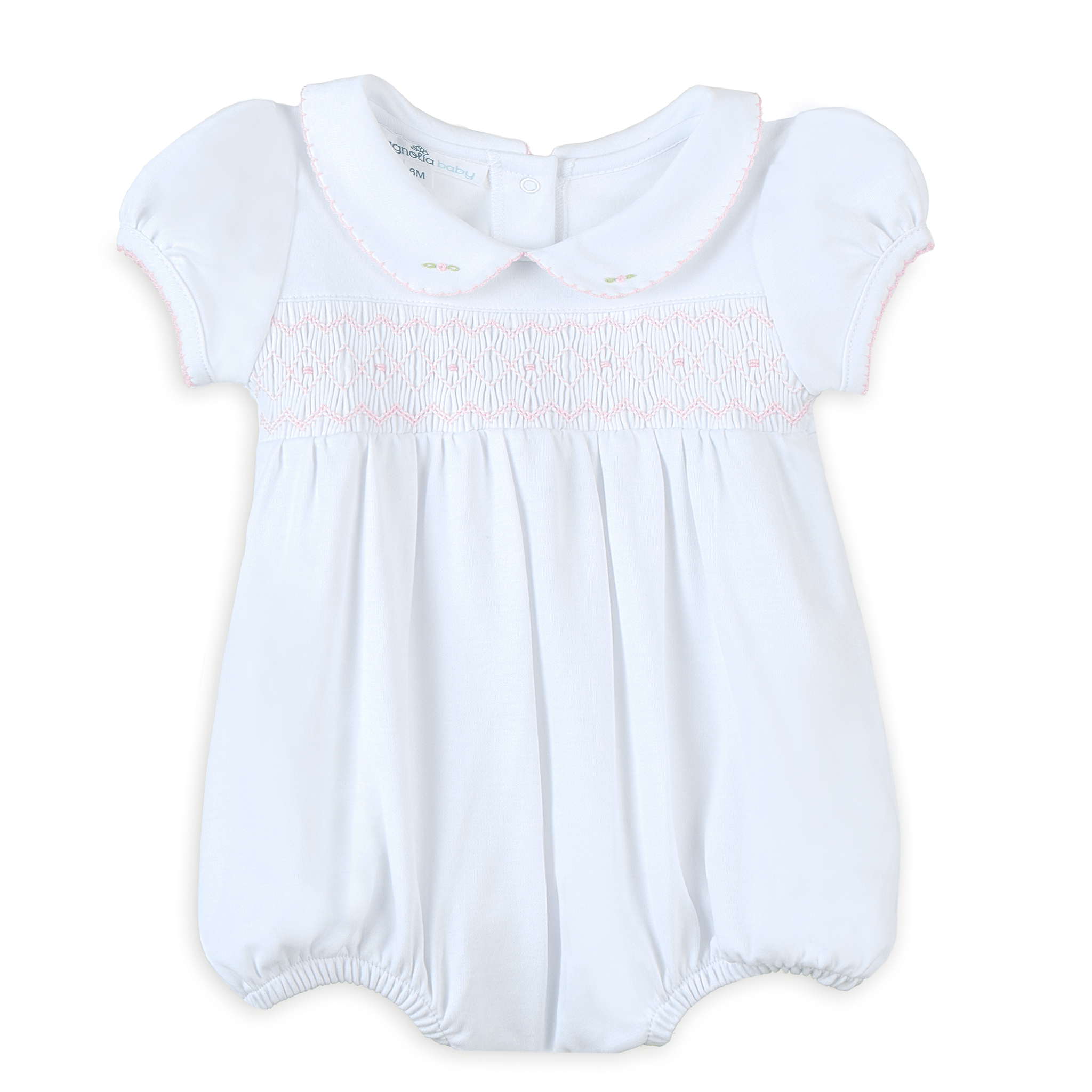 Lizzie's Classics Smocked Short Sleeve Bubble - Pink - Magnolia BabyBubble
