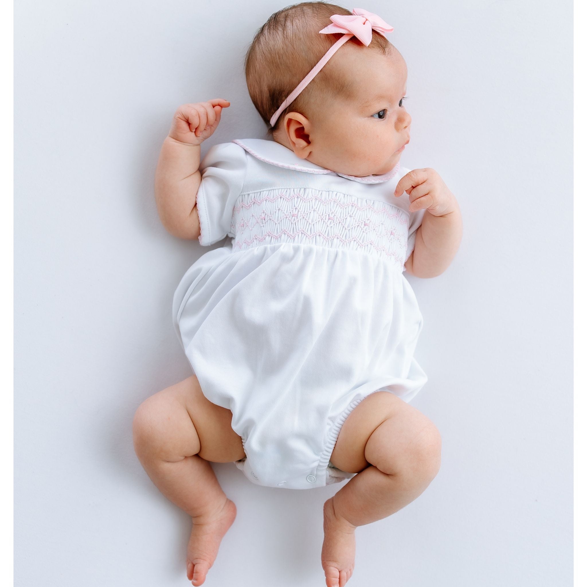 Lizzie's Classics Smocked Short Sleeve Bubble - Pink - Magnolia BabyBubble