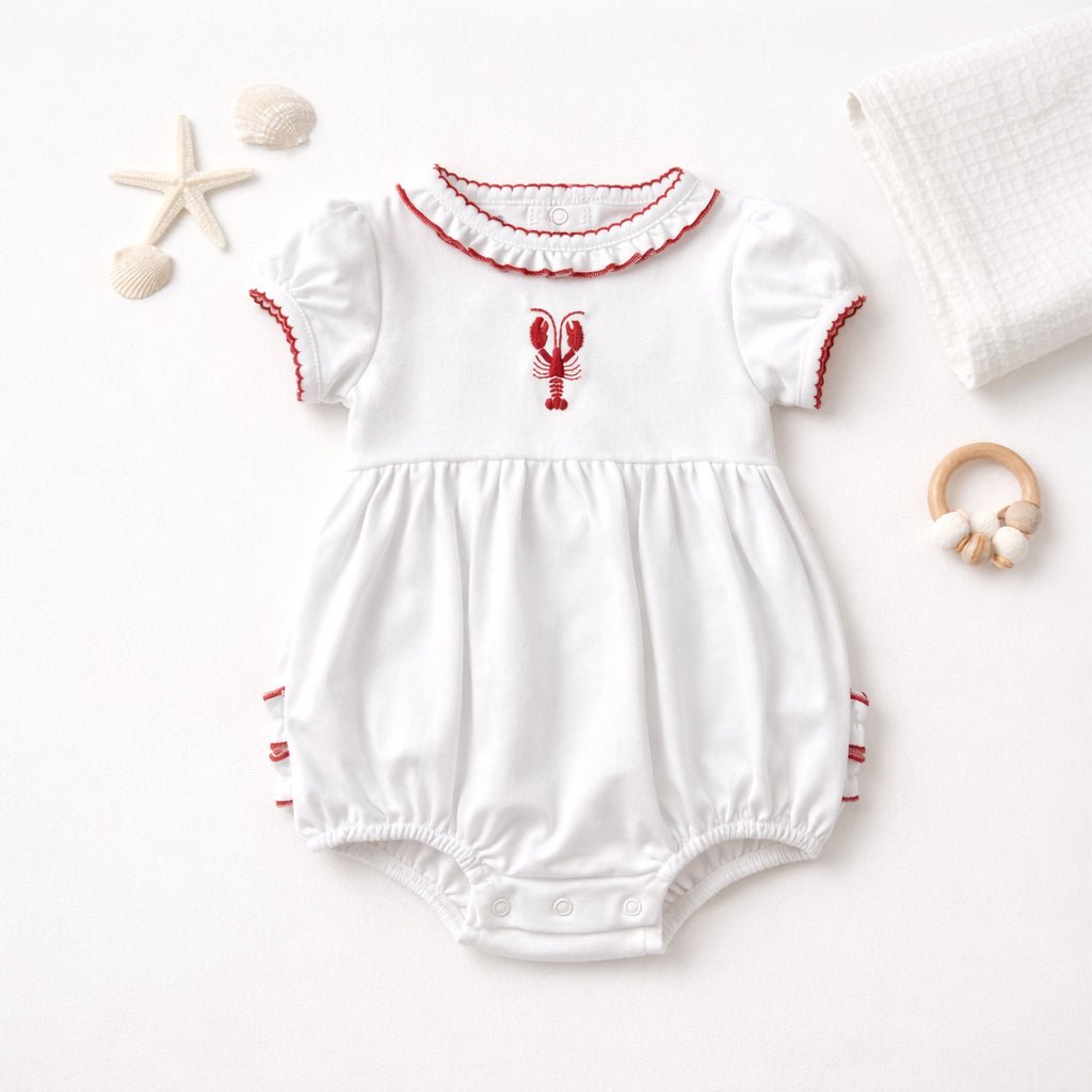 Lobster Short Sleeve Ruffle Bubble - Magnolia BabyBubble