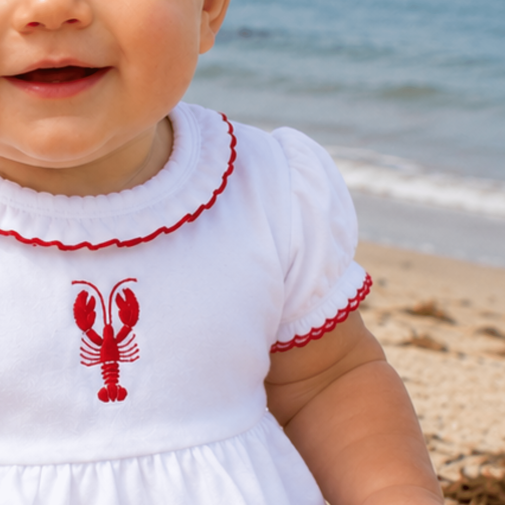 Lobster Short Sleeve Ruffle Bubble - Magnolia BabyBubble