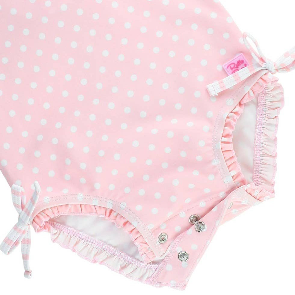 Long Sleeve One Piece Rash Guard Swimsuit - Pink Polka Dot - Magnolia BabySwimsuit