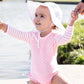Long Sleeve One Piece Rash Guard Swimsuit - Pink Polka Dot - Magnolia BabySwimsuit