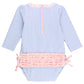 Long Sleeve Rash Guard Swimsuit with Ruffles - Periwinkle Stripes + Pink - Magnolia BabySwimsuit