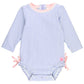 Long Sleeve Rash Guard Swimsuit with Ruffles - Periwinkle Stripes + Pink - Magnolia BabySwimsuit