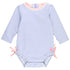 Long Sleeve Rash Guard Swimsuit with Ruffles - Periwinkle Stripes + Pink - Magnolia BabySwimsuit