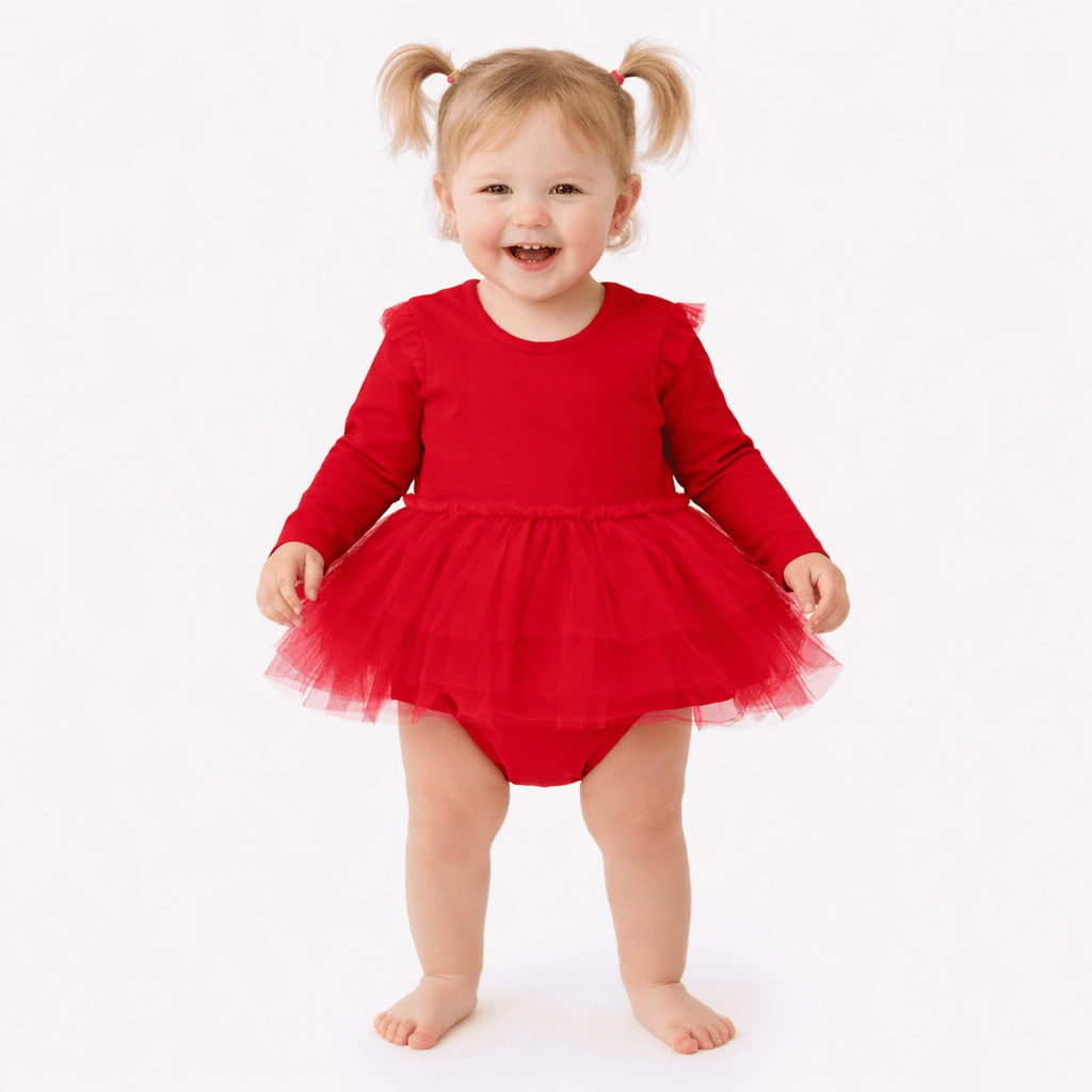 Long Sleeve Twirl Romper - Red - Magnolia BabyDress