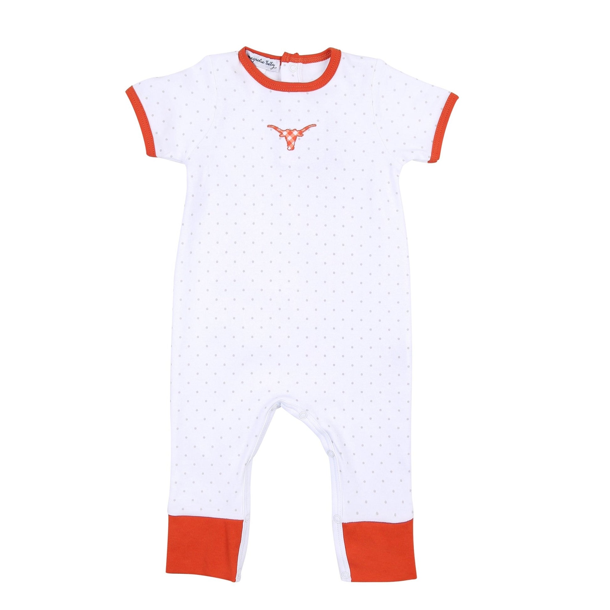 Longhorn Football Embroidered Short Sleeve Playsuit - Magnolia BabyPlaysuit