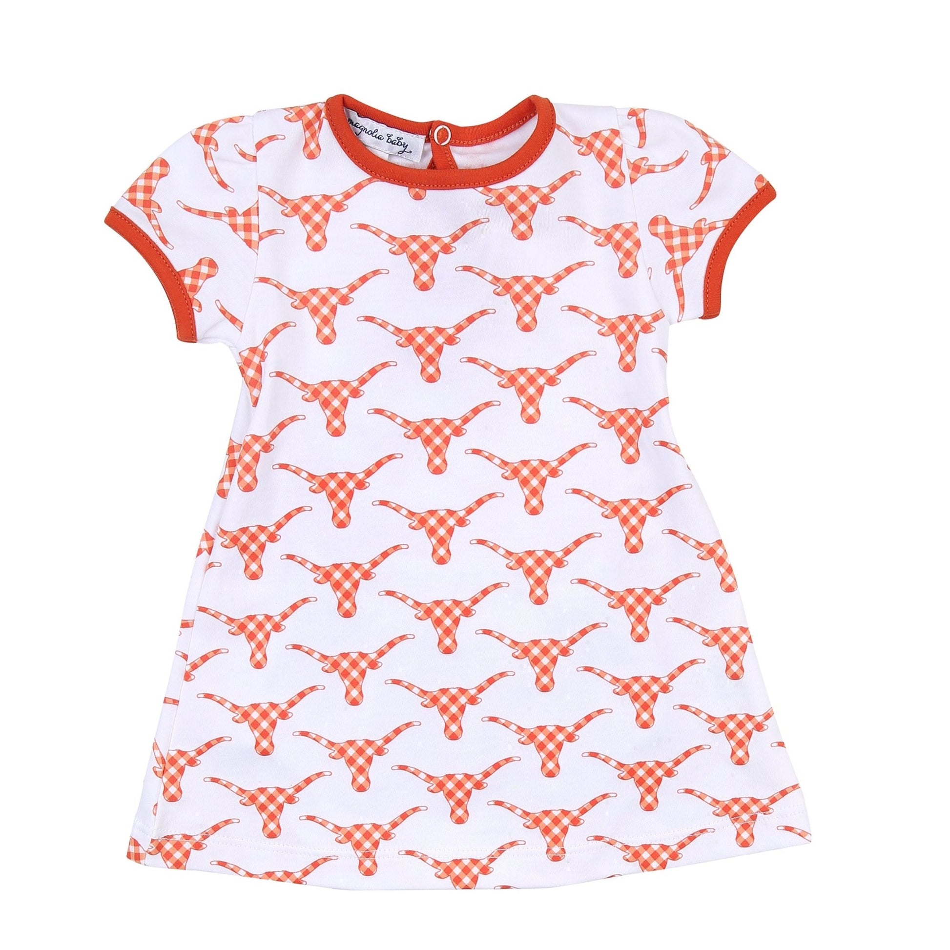 Longhorn Football Printed Short Sleeve Dress Set - Magnolia BabyDress