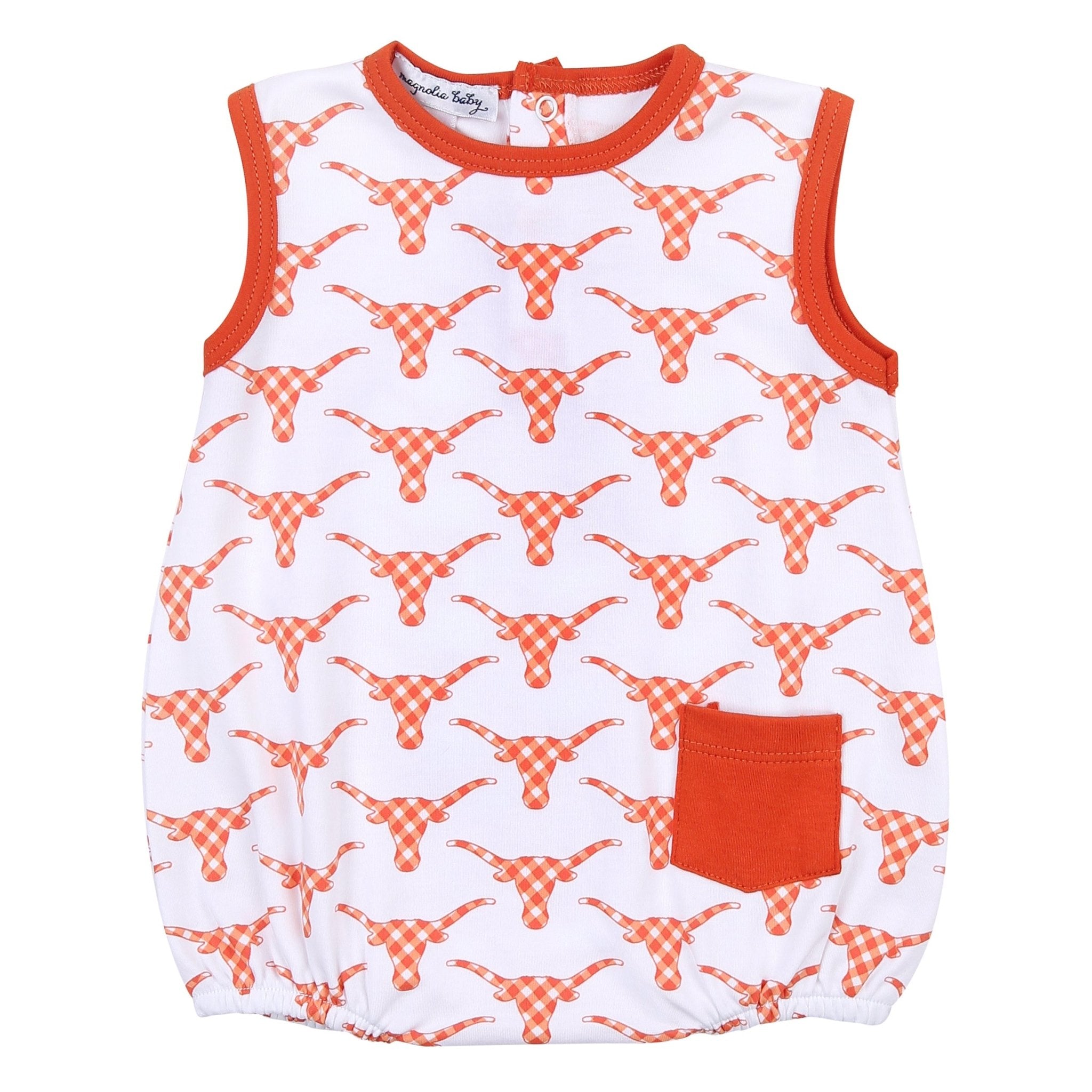 Longhorn Football Printed Sleeveless Bubble - Magnolia BabyBubble