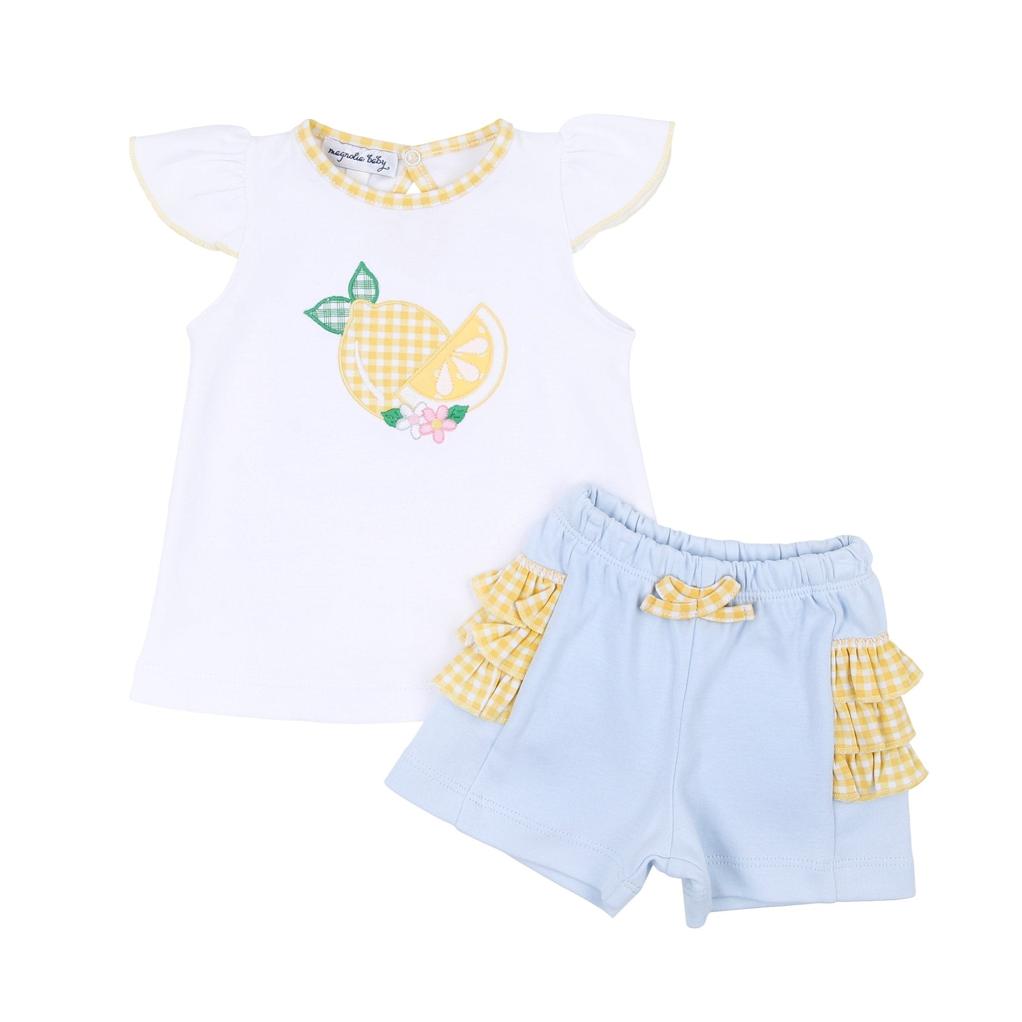 Lovely Lemons Applique Ruffle Flutters Short Set - Magnolia BabyShort Set