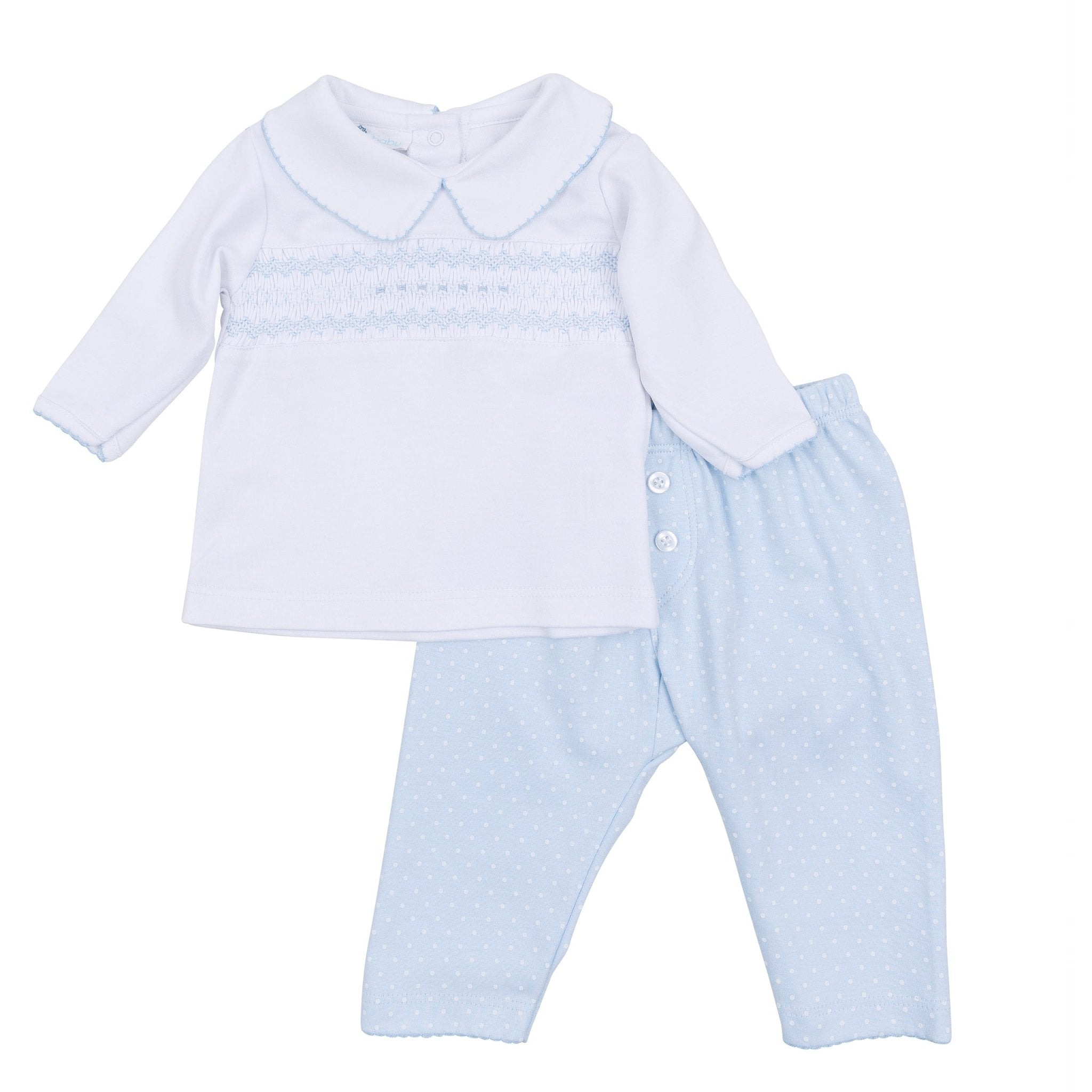 Luca's Classics Smocked 2pc Pant Set - Light Blue - Magnolia Baby2pc Pant Set