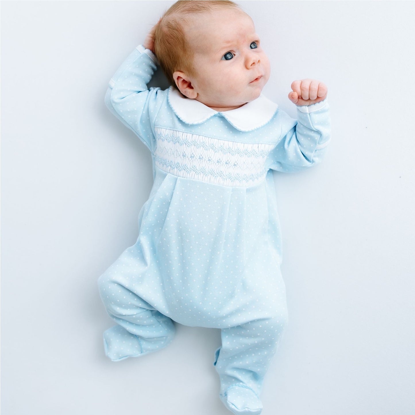 Luca's Classics Smocked Footie - Light Blue - Magnolia BabyFootie