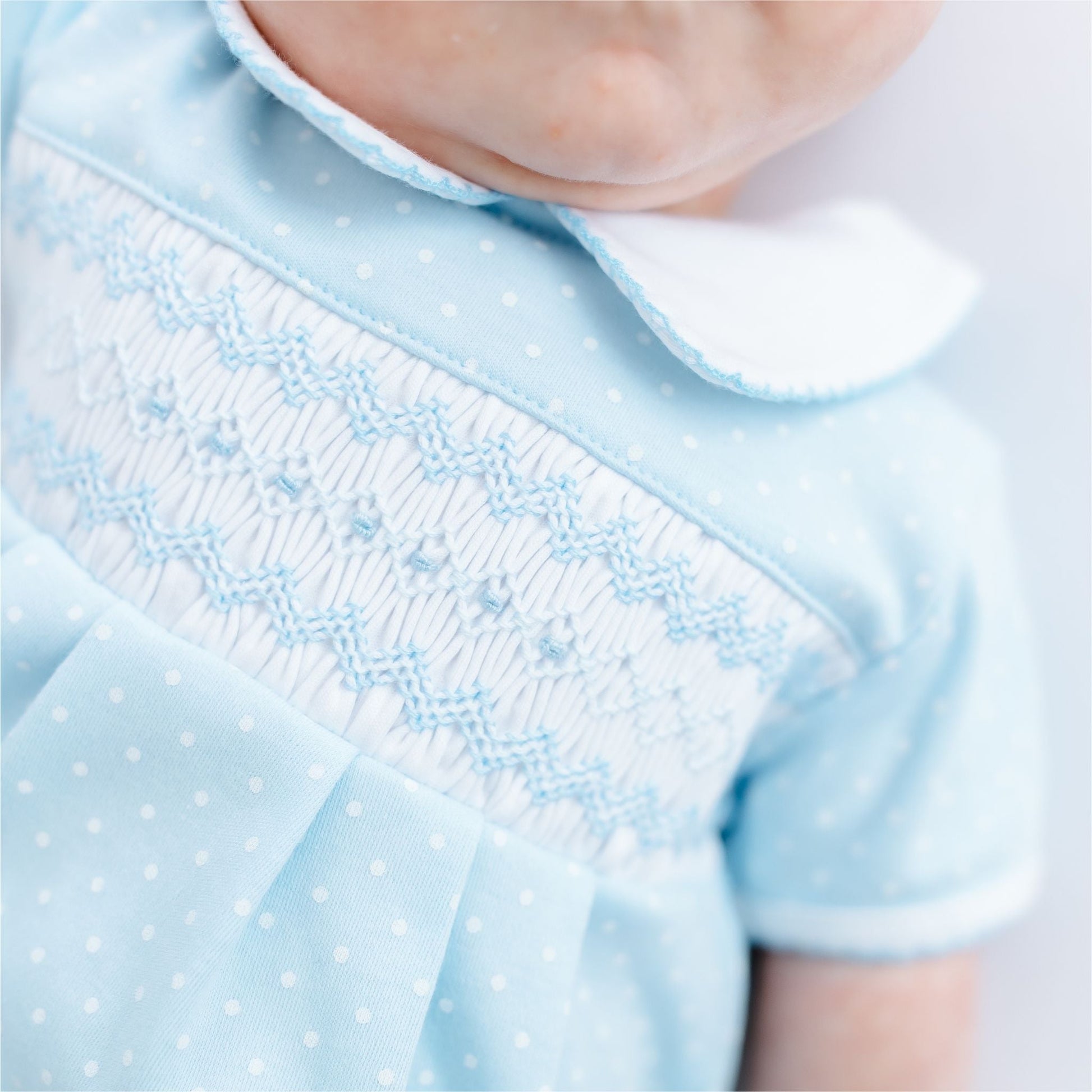 Luca's Classics Smocked Short Sleeve Bubble - Light Blue - Magnolia BabyBubble