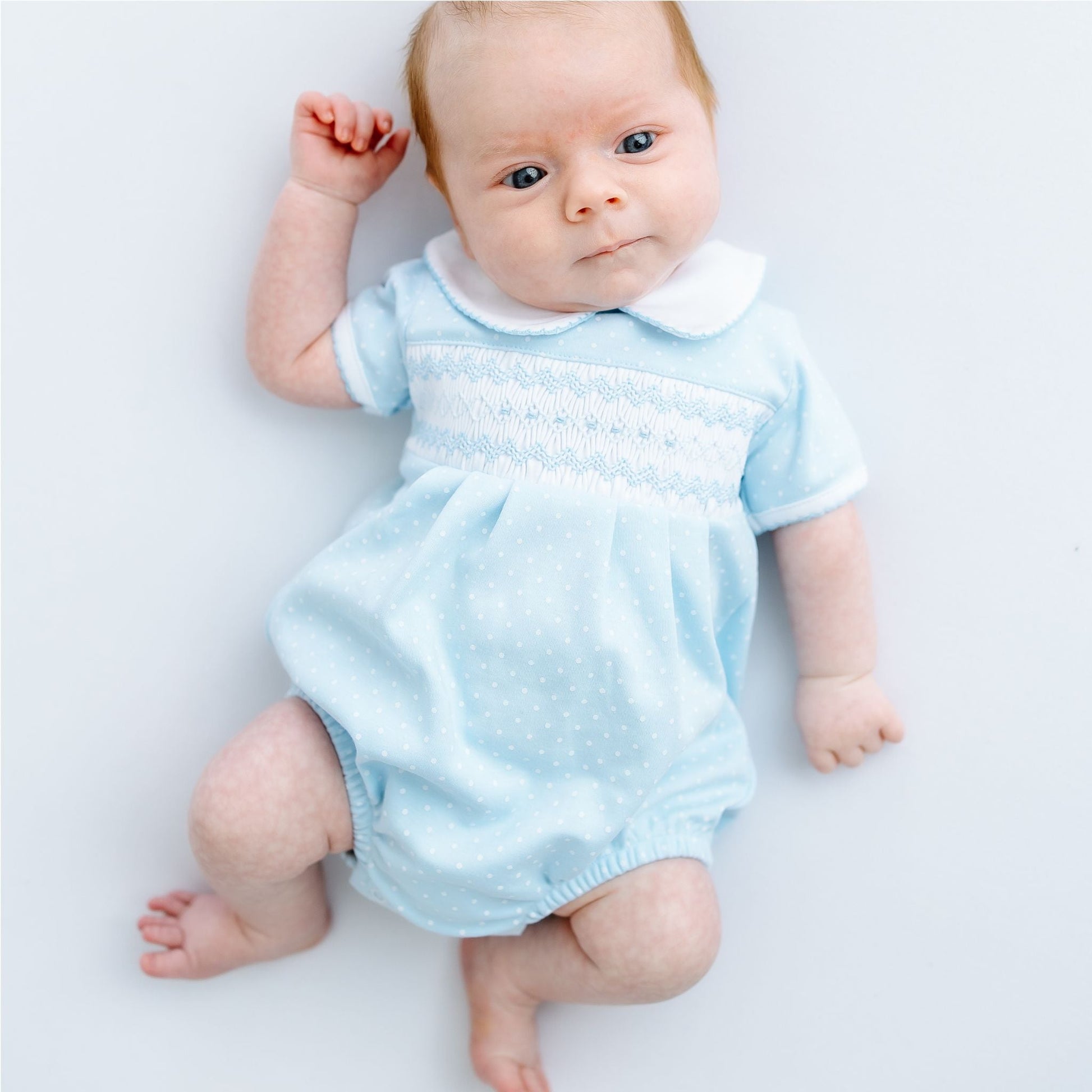 Luca's Classics Smocked Short Sleeve Bubble - Light Blue - Magnolia BabyBubble