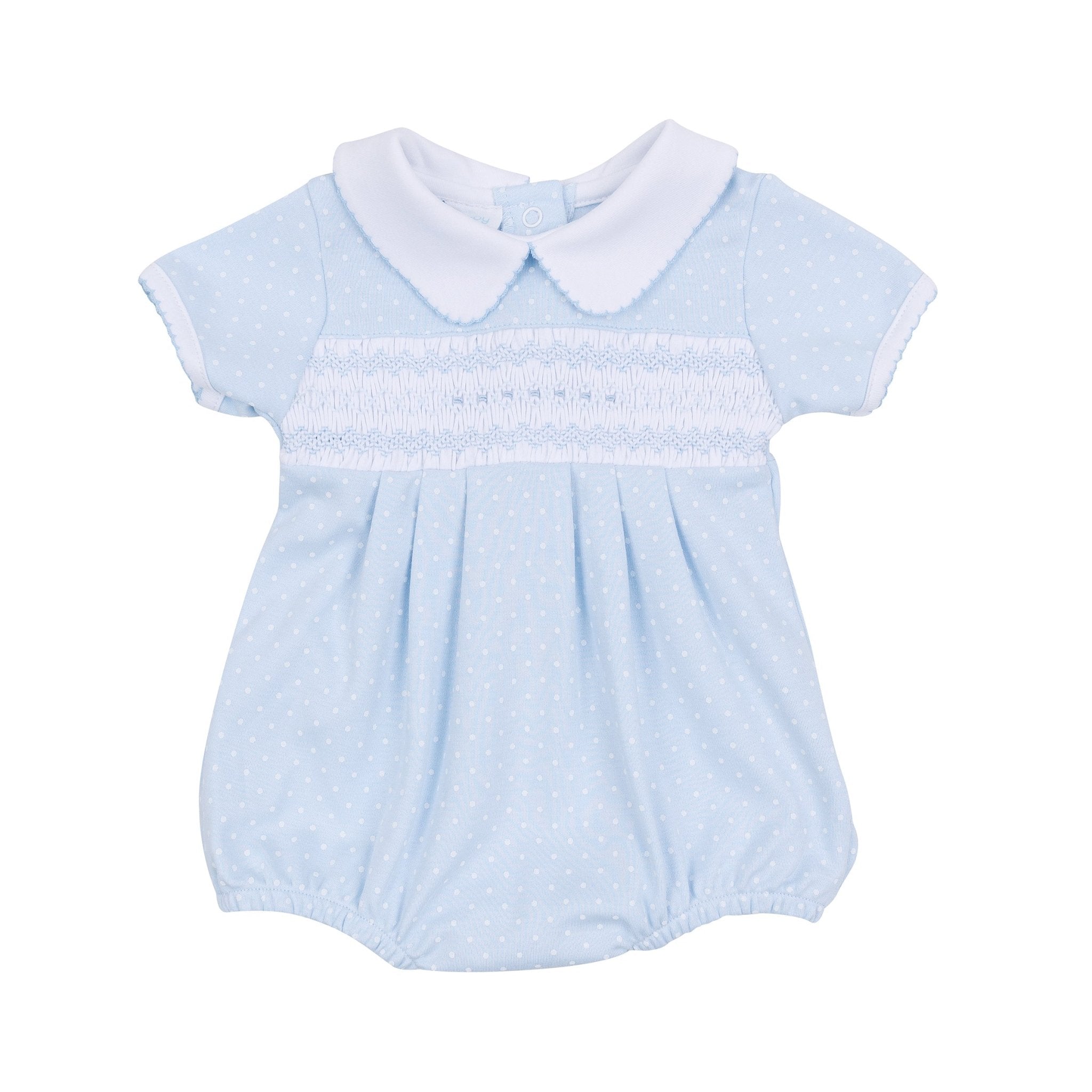Luca's Classics Smocked Short Sleeve Bubble - Light Blue - Magnolia BabyBubble