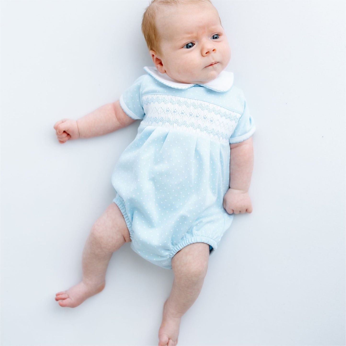 Luca's Classics Smocked Short Sleeve Bubble - Light Blue - Magnolia BabyBubble