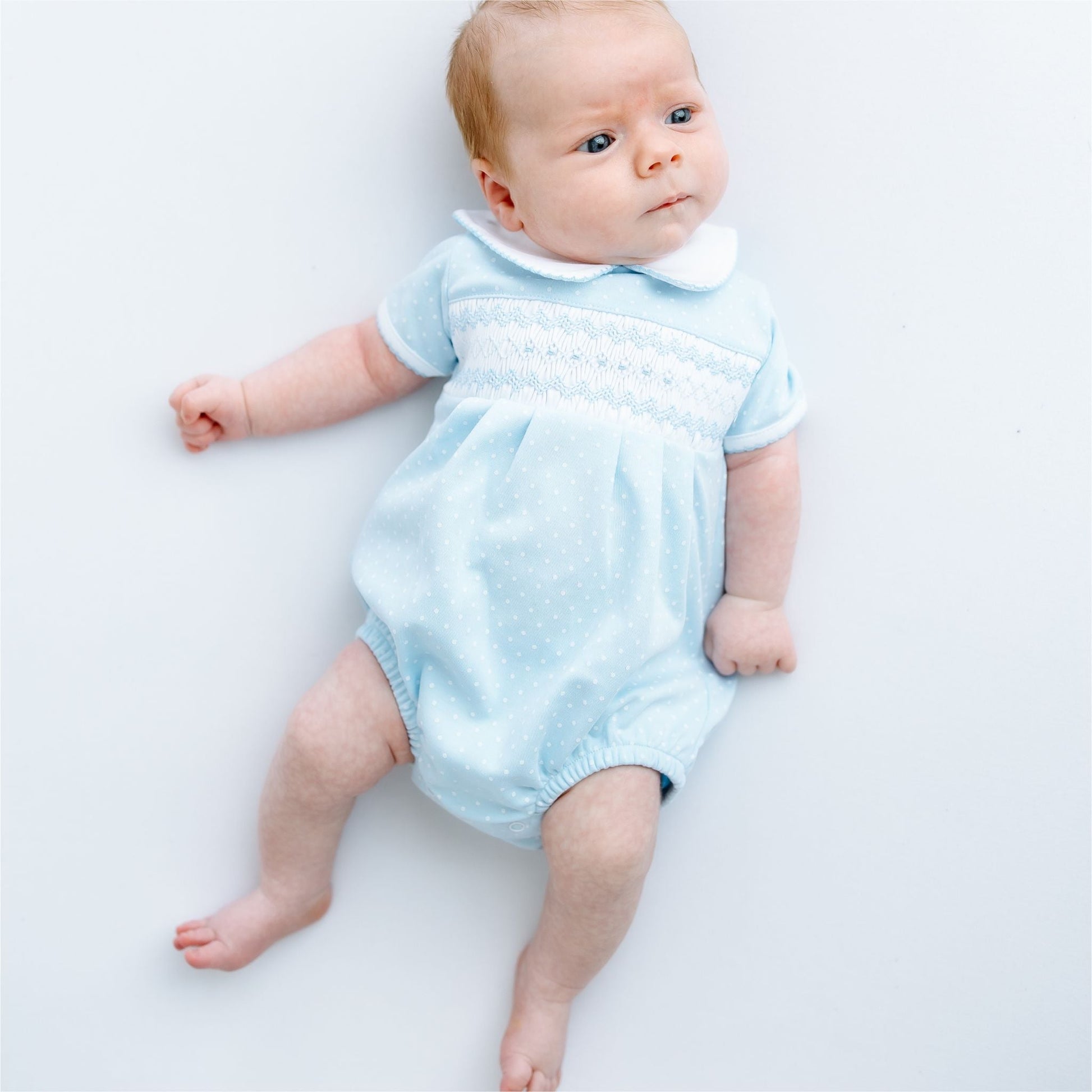 Luca's Classics Smocked Short Sleeve Bubble - Light Blue - Magnolia BabyBubble