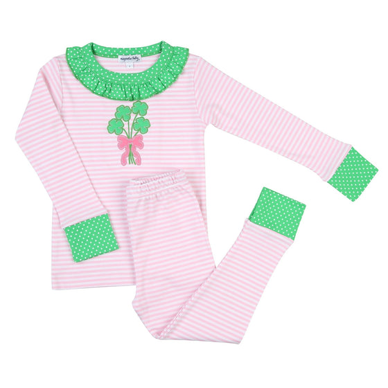 Lucky Bouquet Applique Ruffle Long Pajama - Magnolia BabyLong Pajamas