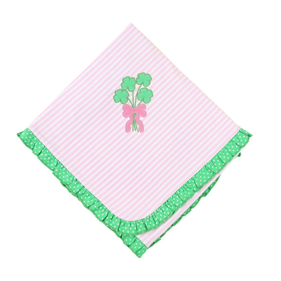 Lucky Bouquet Applique Ruffle Receiving Blanket - Magnolia BabyReceiving Blanket