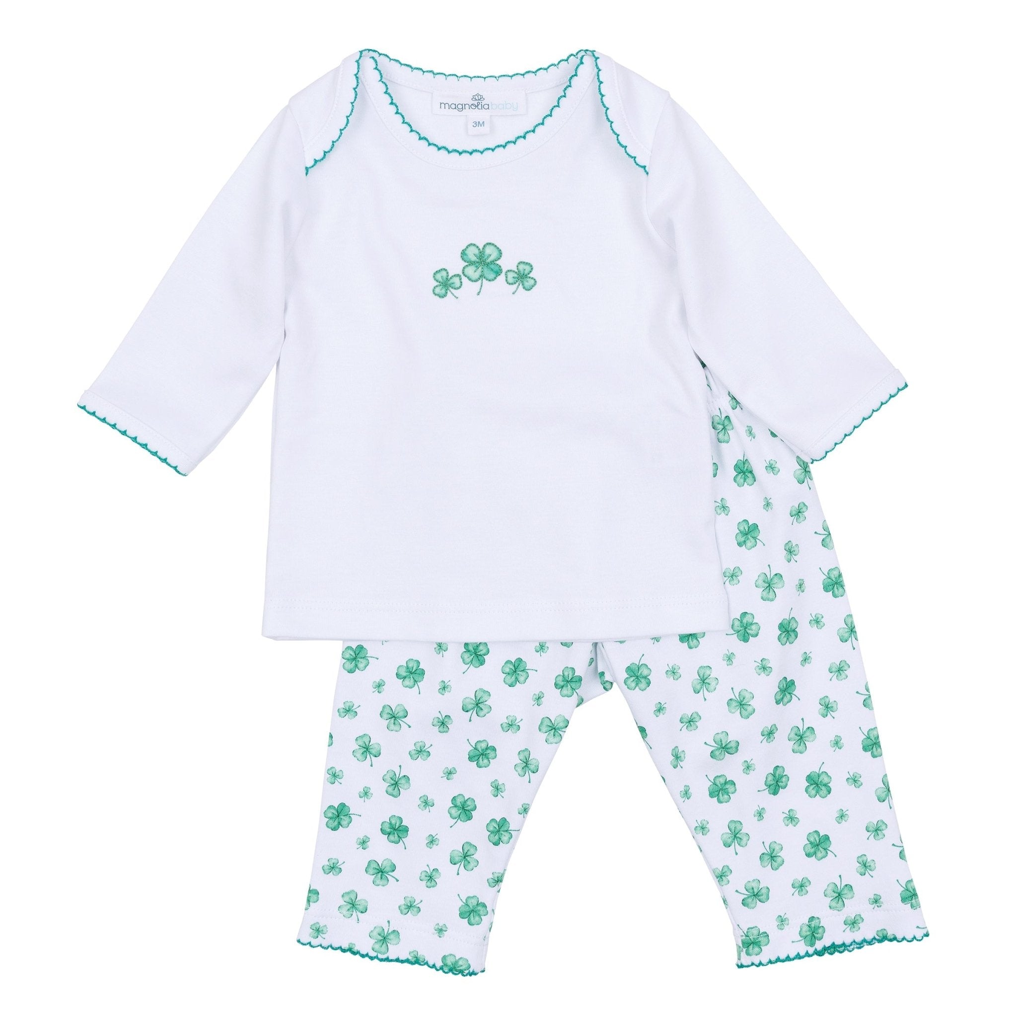 Lucky Little Ones Embroidered 2pc Pant Set - Green - Magnolia Baby2pc Pant Set