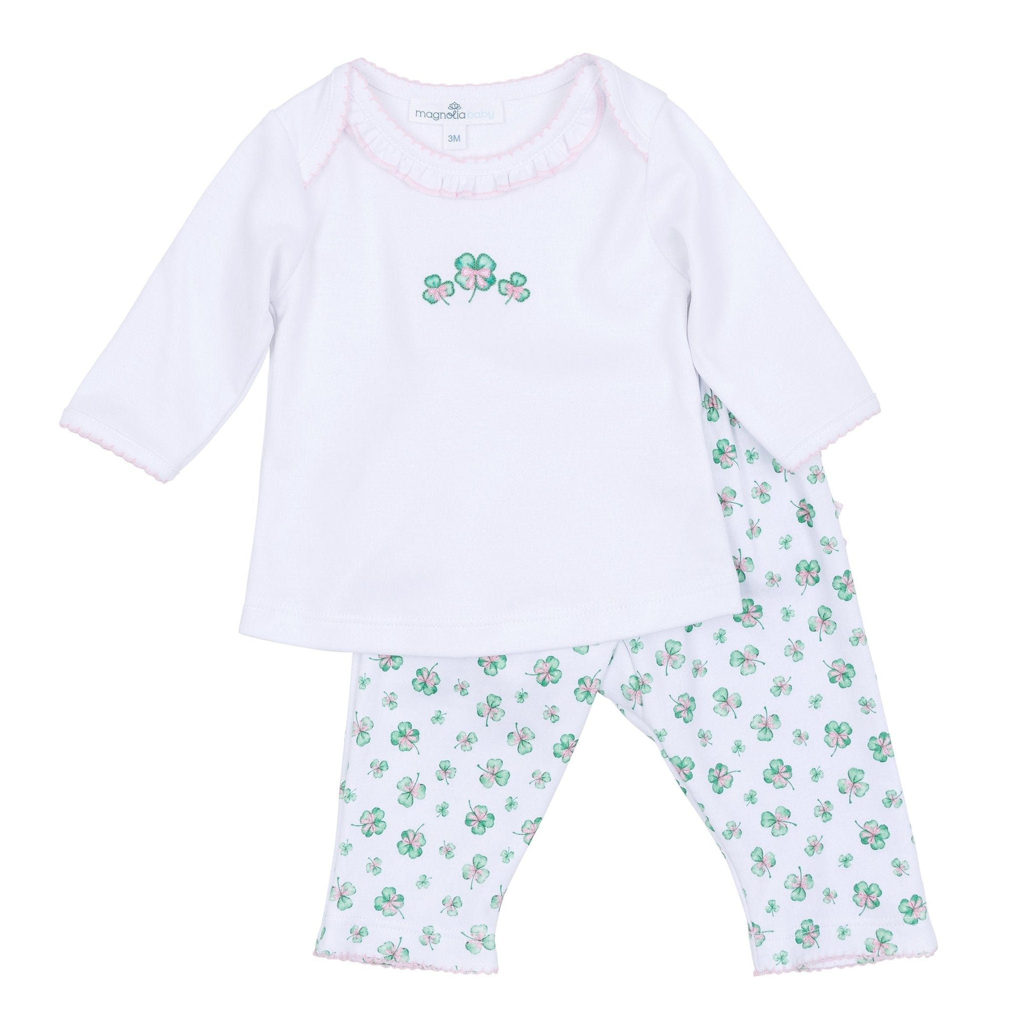 Lucky Little Ones Embroidered 2pc Pant Set - Pink - Magnolia Baby2pc Pant Set