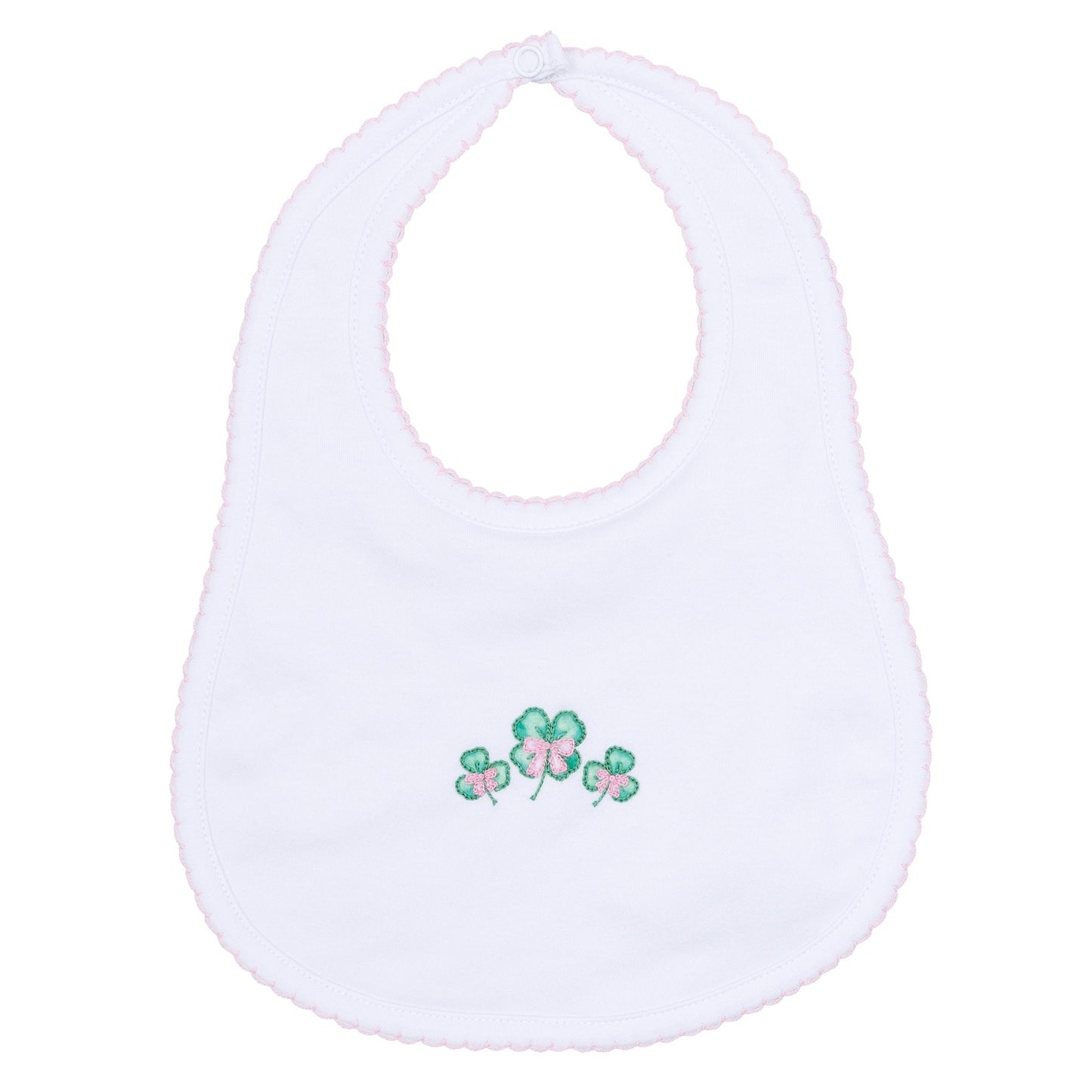 Lucky Little Ones Embroidered Bib - Pink - Magnolia BabyBib