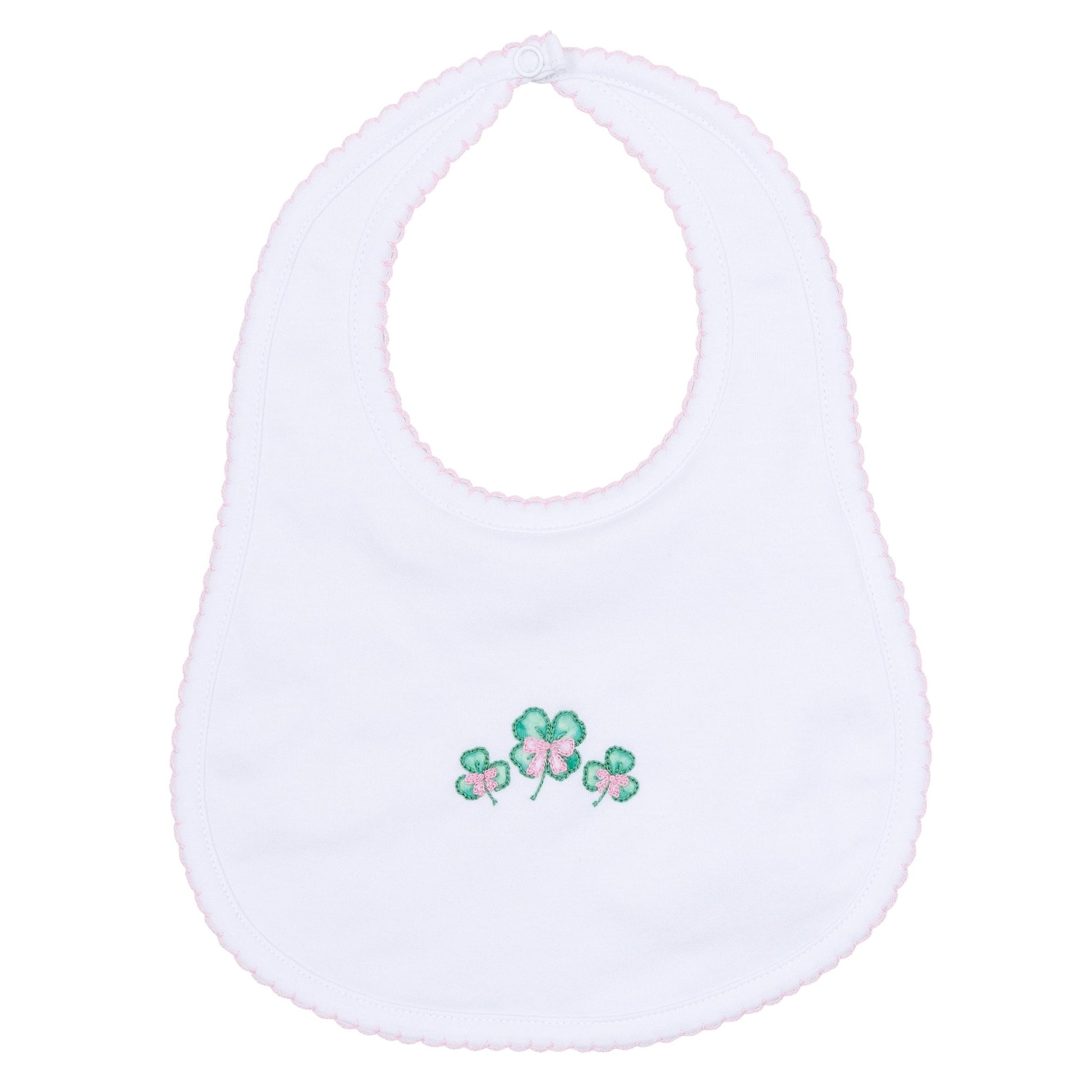 Lucky Little Ones Embroidered Bib - Pink - Magnolia BabyBib