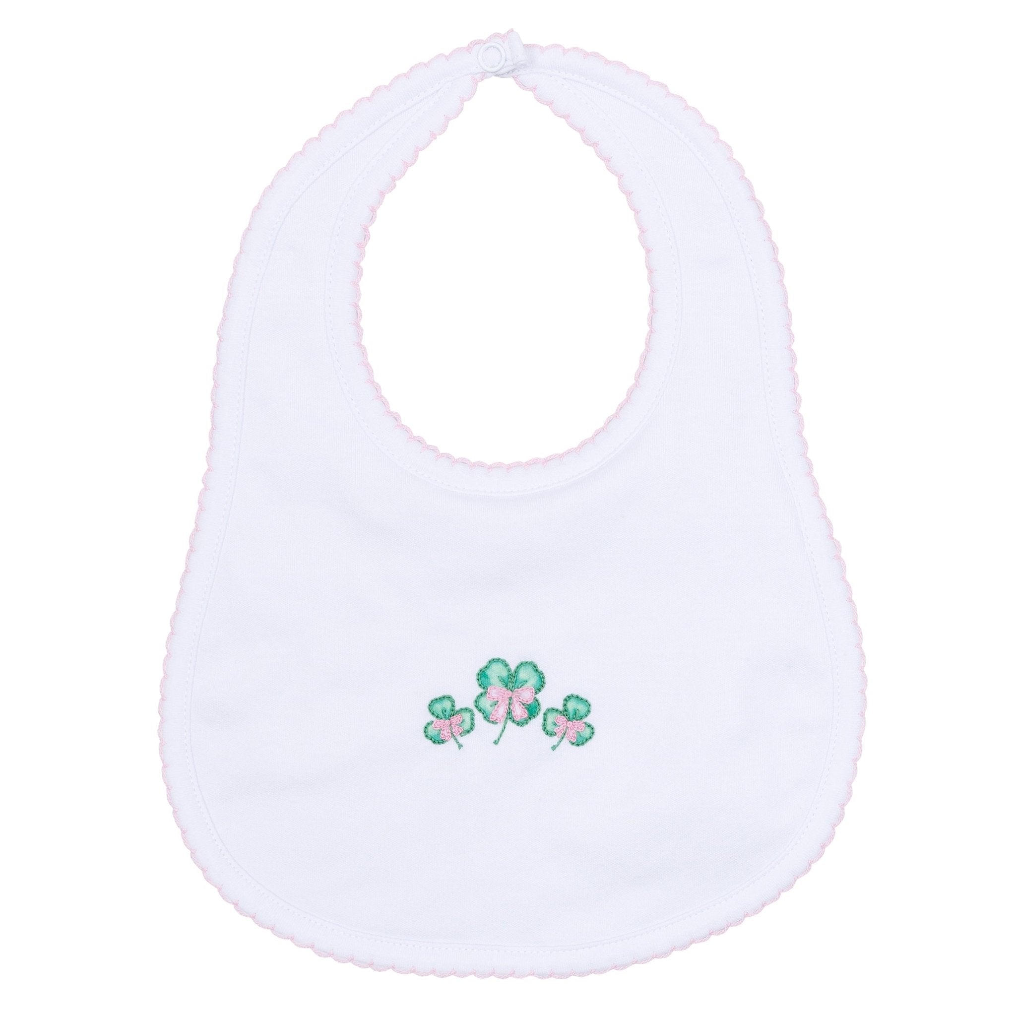 Lucky Little Ones Embroidered Bib - Pink - Magnolia BabyBib