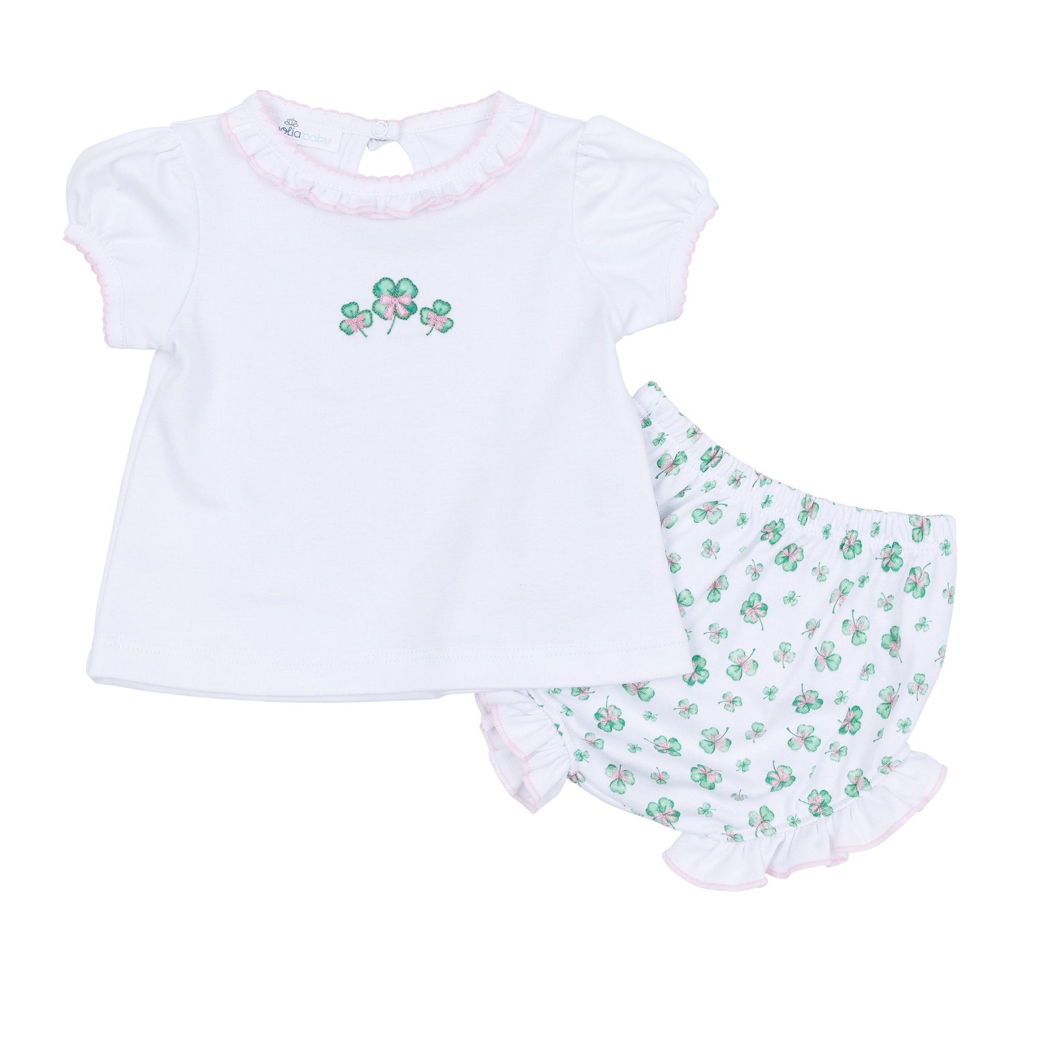 Lucky Little Ones Embroidered Diaper Cover Set - Pink - Magnolia BabyDiaper Cover