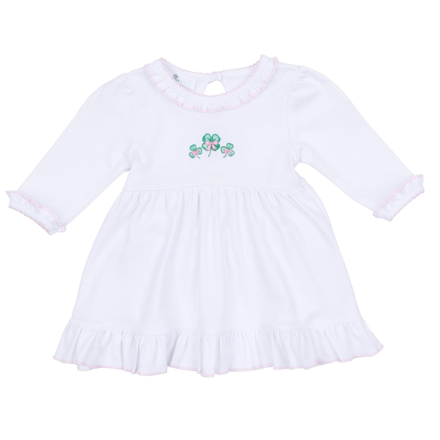 Lucky Little Ones Embroidered Long Sleeve Dress - Pink - Magnolia BabyDress