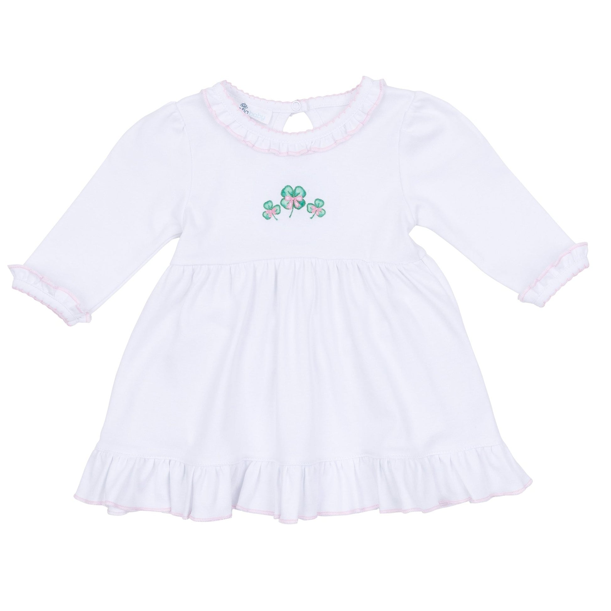 Lucky Little Ones Embroidered Long Sleeve Dress - Pink - Magnolia BabyDress