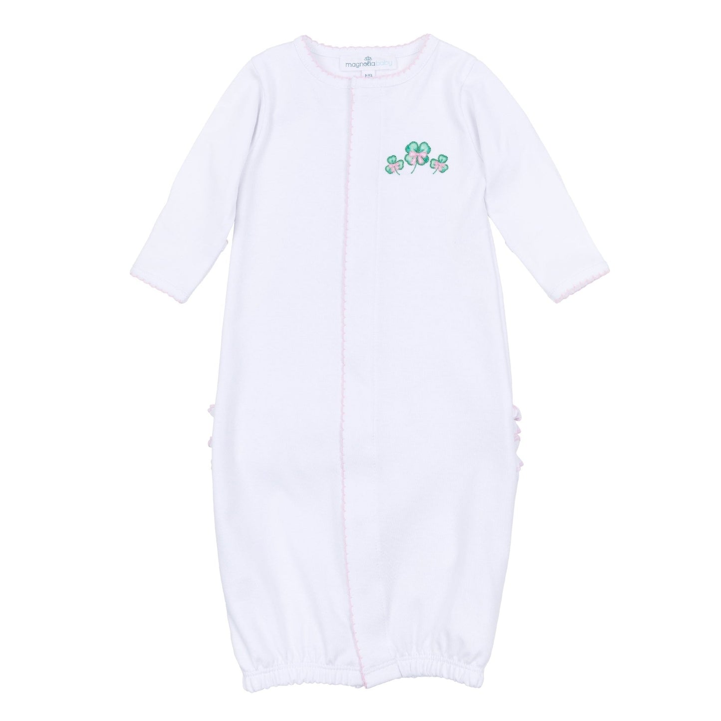 Lucky Little Ones Embroidered Ruffle Converter - Pink - Magnolia BabyConverter Gown