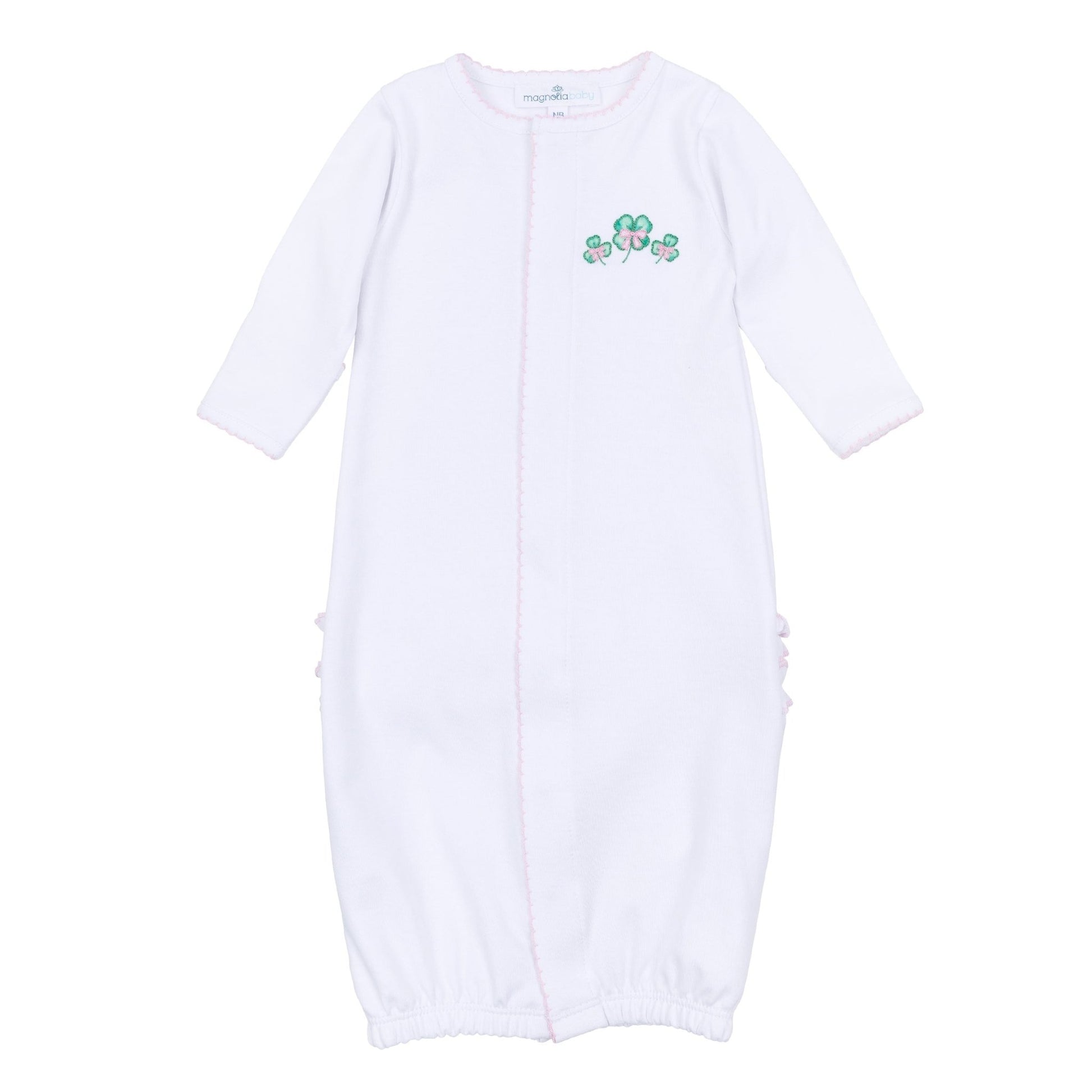 Lucky Little Ones Embroidered Ruffle Converter - Pink - Magnolia BabyConverter Gown