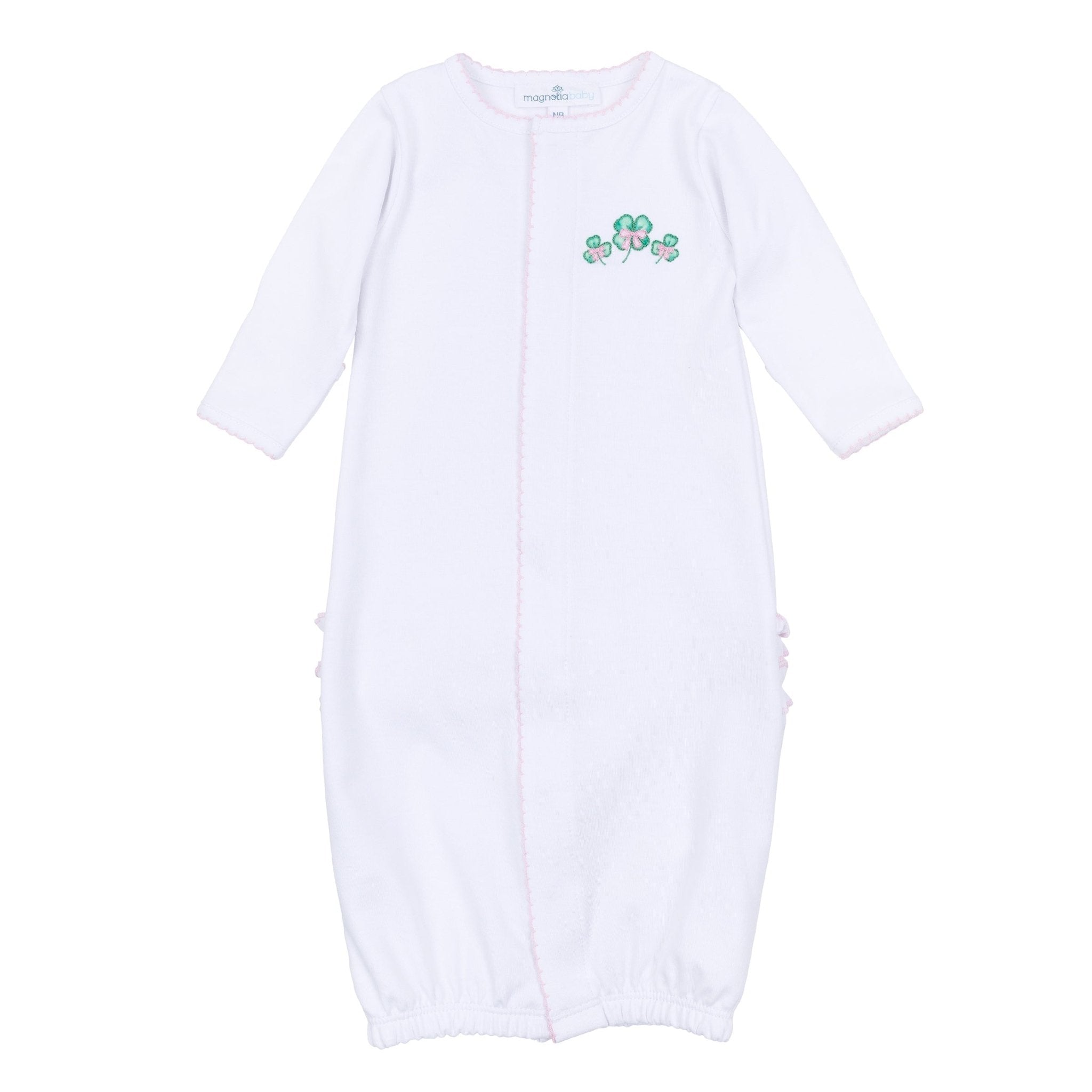 Lucky Little Ones Embroidered Ruffle Converter - Pink - Magnolia BabyConverter Gown