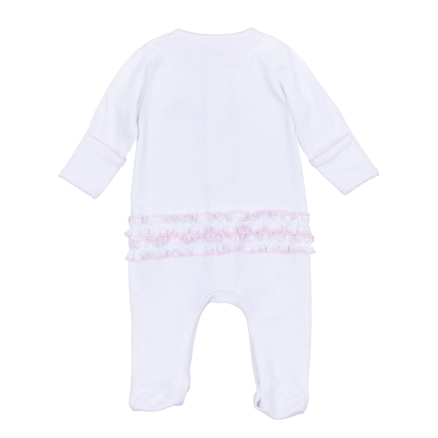 Lucky Little Ones Embroidered Ruffle Footie - Pink - Magnolia BabyFootie