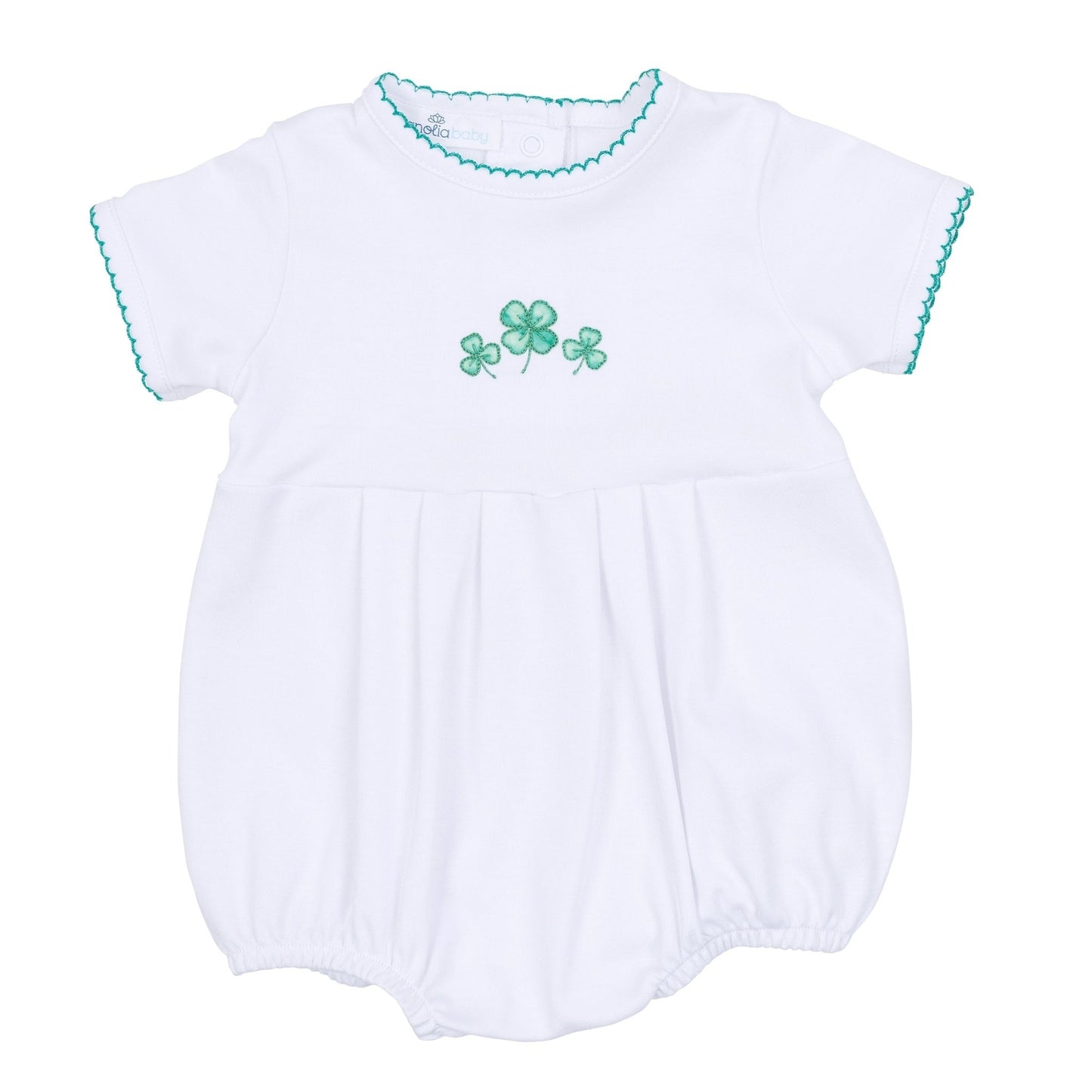Lucky Little Ones Embroidered Short Sleeve Bubble - Green - Magnolia BabyBubble