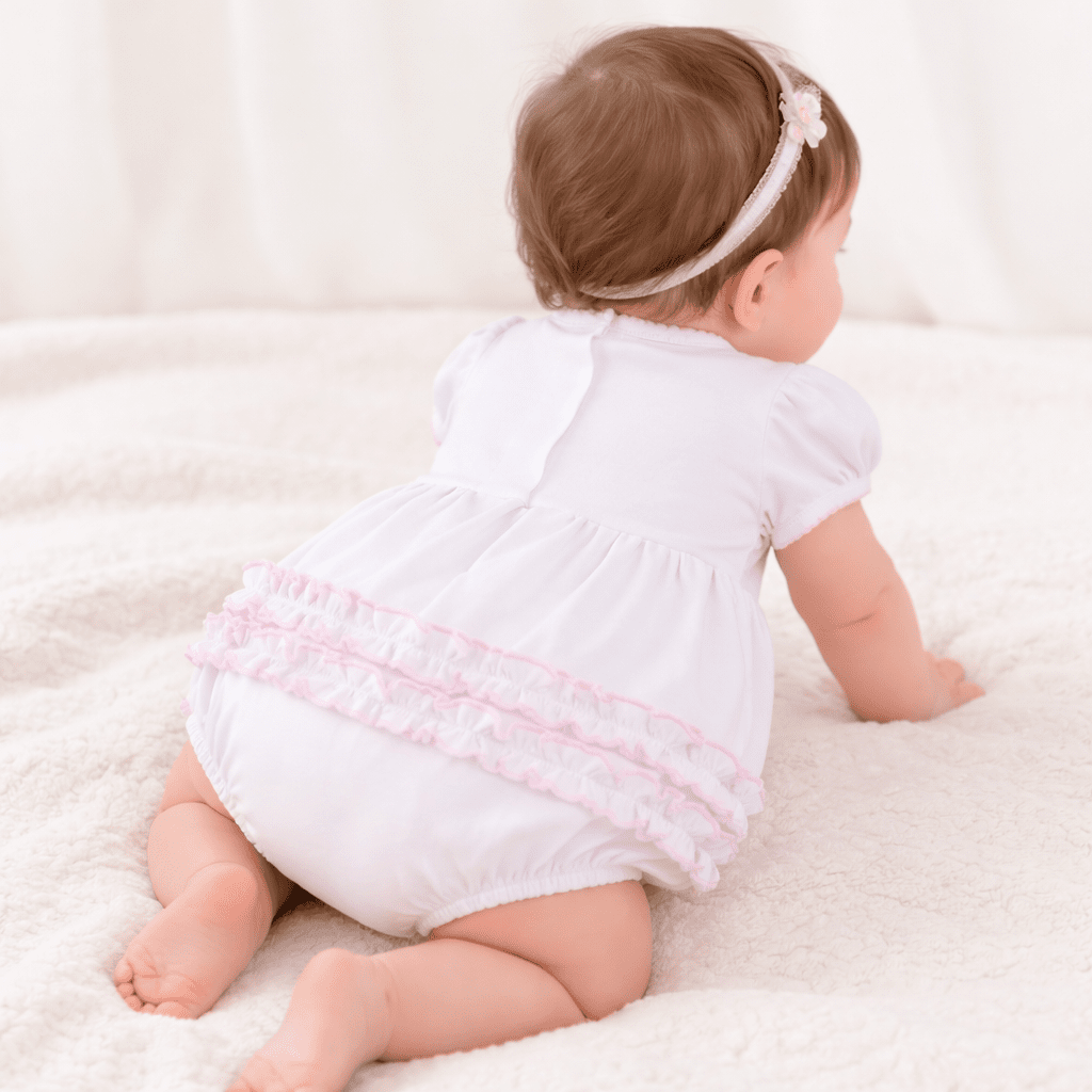 Lucky Little Ones Embroidered Short Sleeve Bubble - Pink - Magnolia BabyBubble