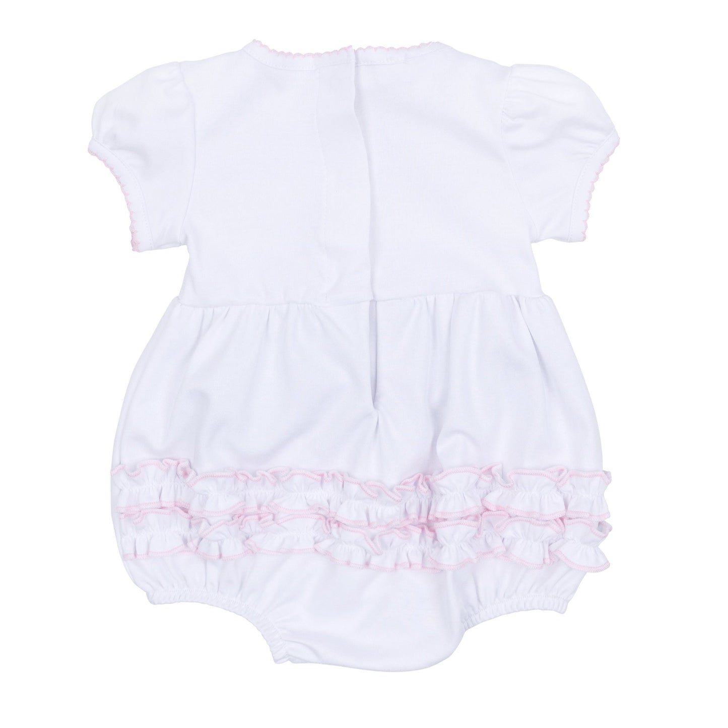 Lucky Little Ones Embroidered Short Sleeve Bubble - Pink - Magnolia BabyBubble