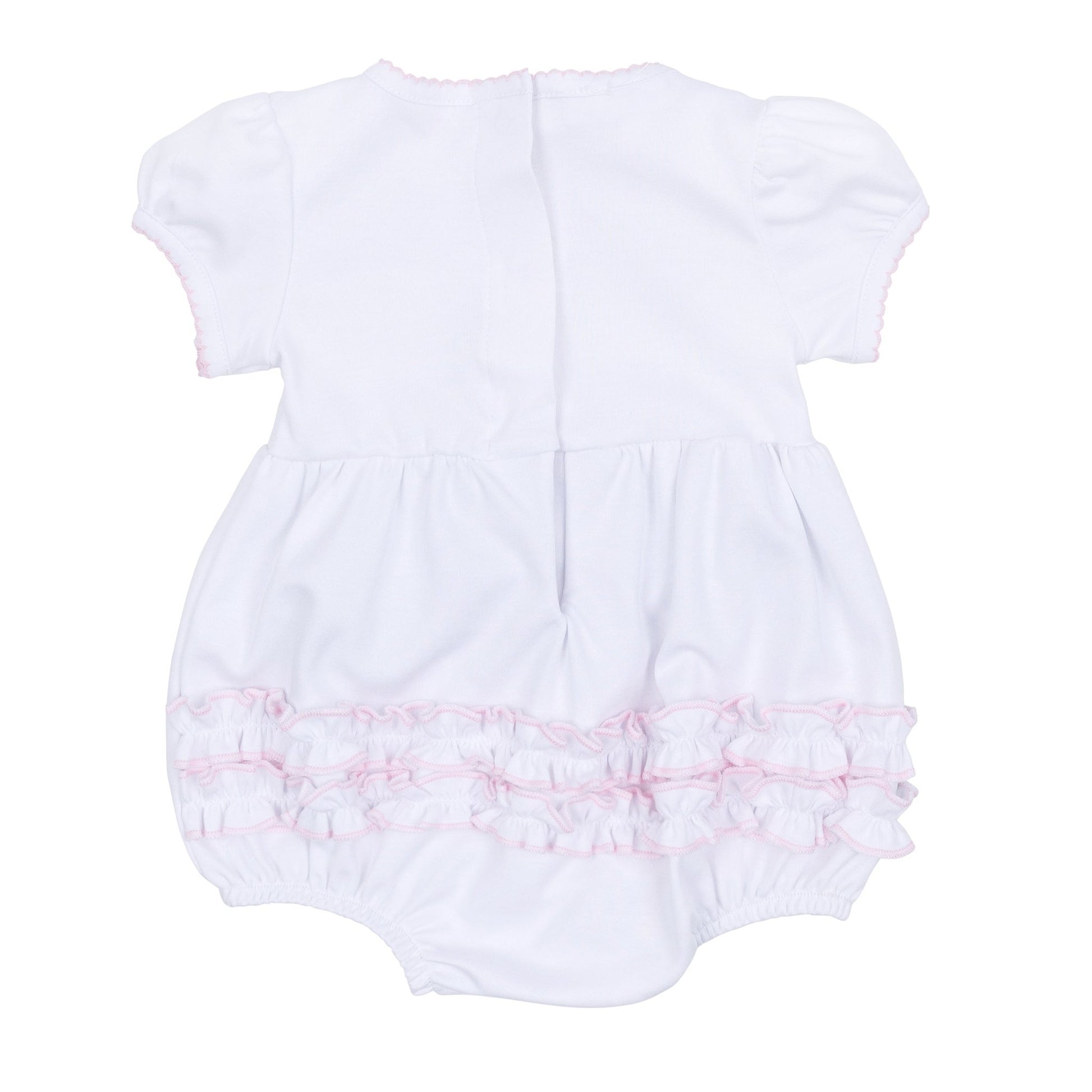 Lucky Little Ones Embroidered Short Sleeve Bubble - Pink - Magnolia BabyBubble
