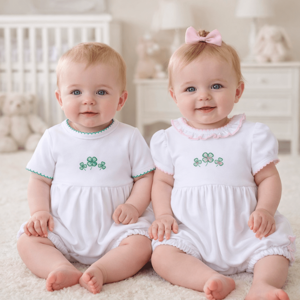 Lucky Little Ones Embroidered Short Sleeve Bubble - Pink - Magnolia BabyBubble