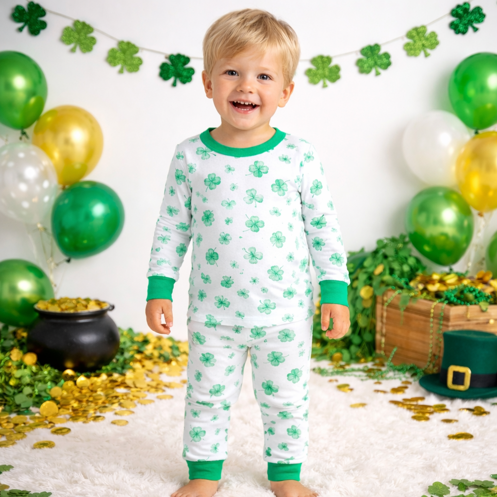 Lucky Little Ones Long Pajamas - Green - Magnolia BabyLong Pajamas