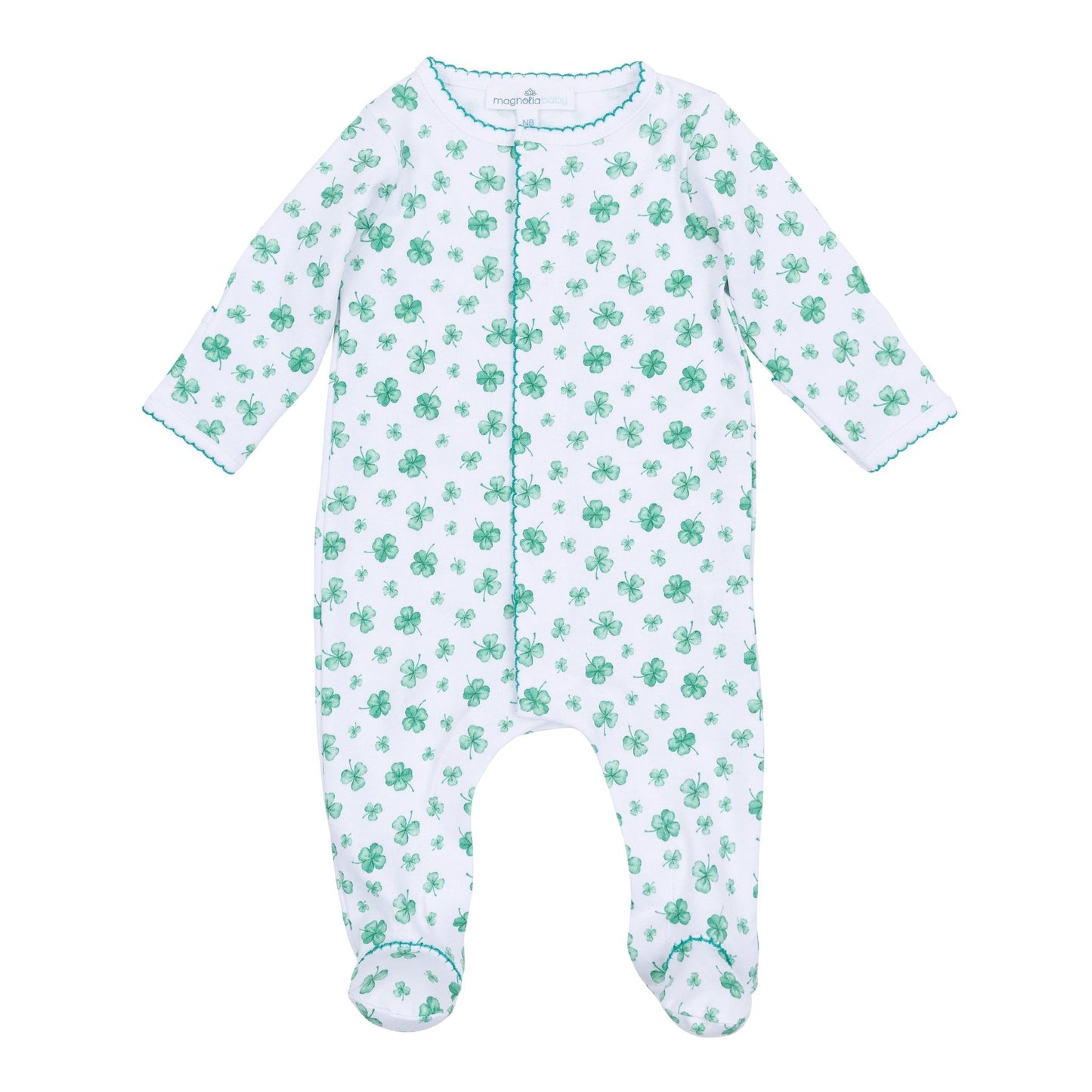 Lucky Little Ones Printed Footie - Green - Magnolia BabyFootie
