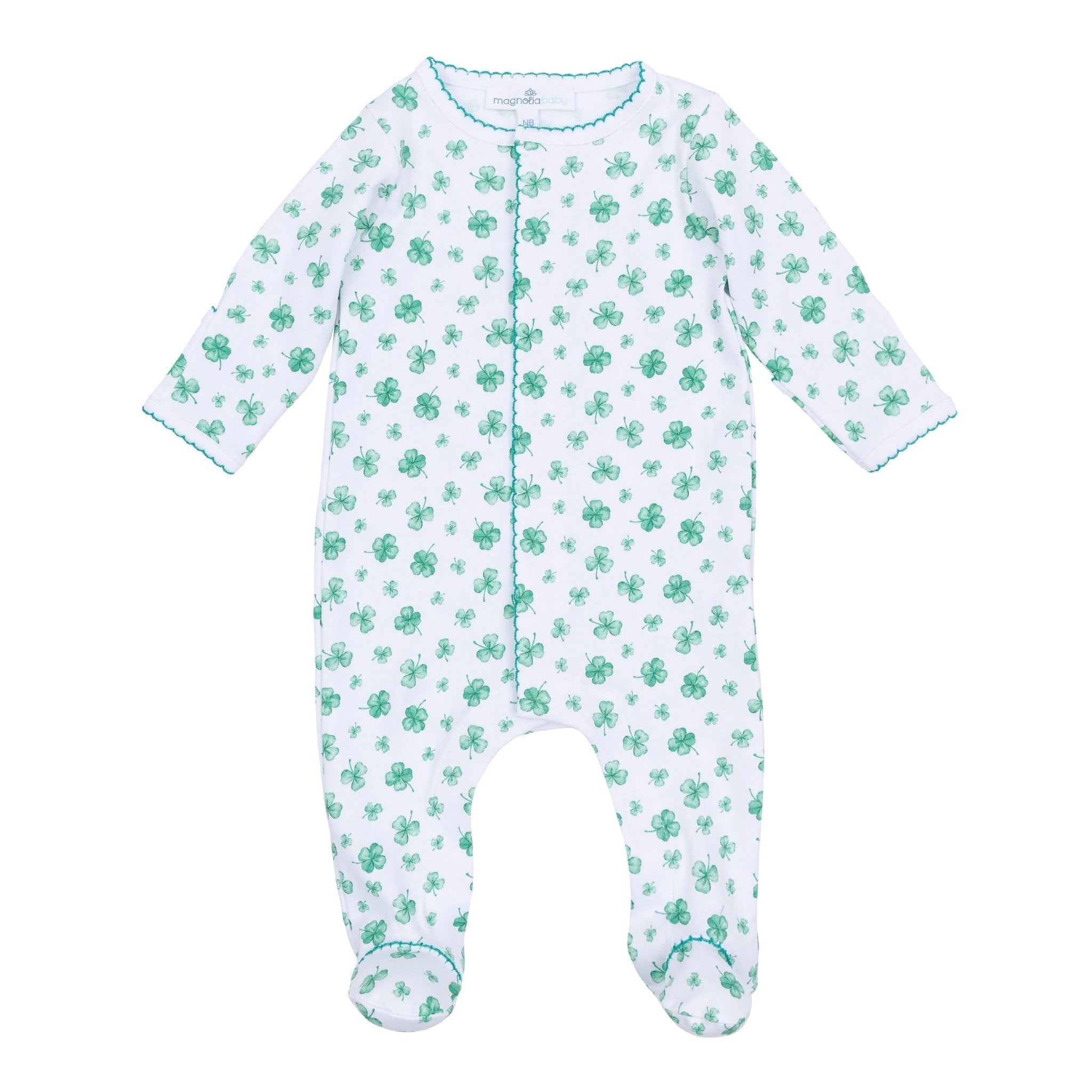 Lucky Little Ones Printed Footie - Green - Magnolia BabyFootie