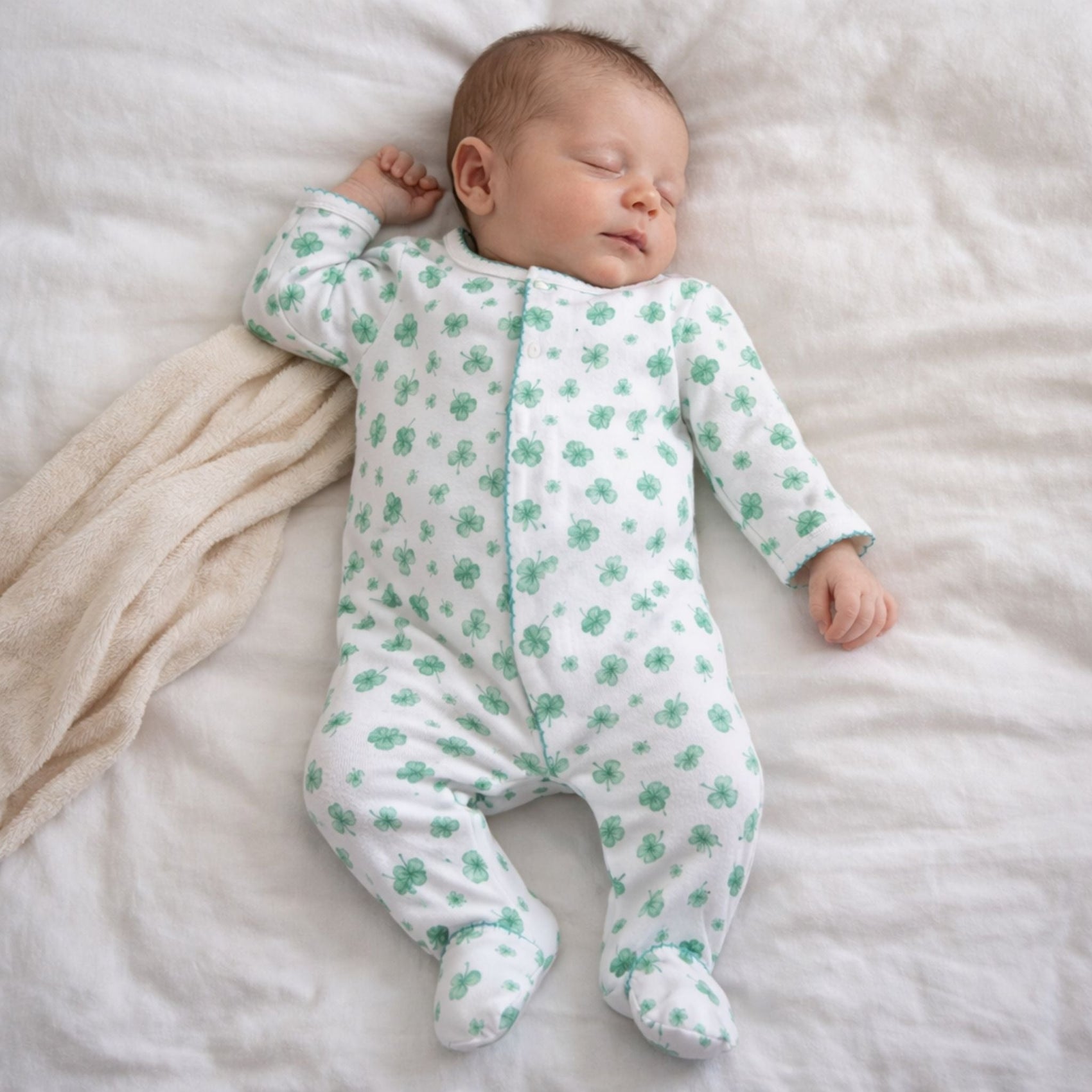 Lucky Little Ones Printed Footie - Green - Magnolia BabyFootie