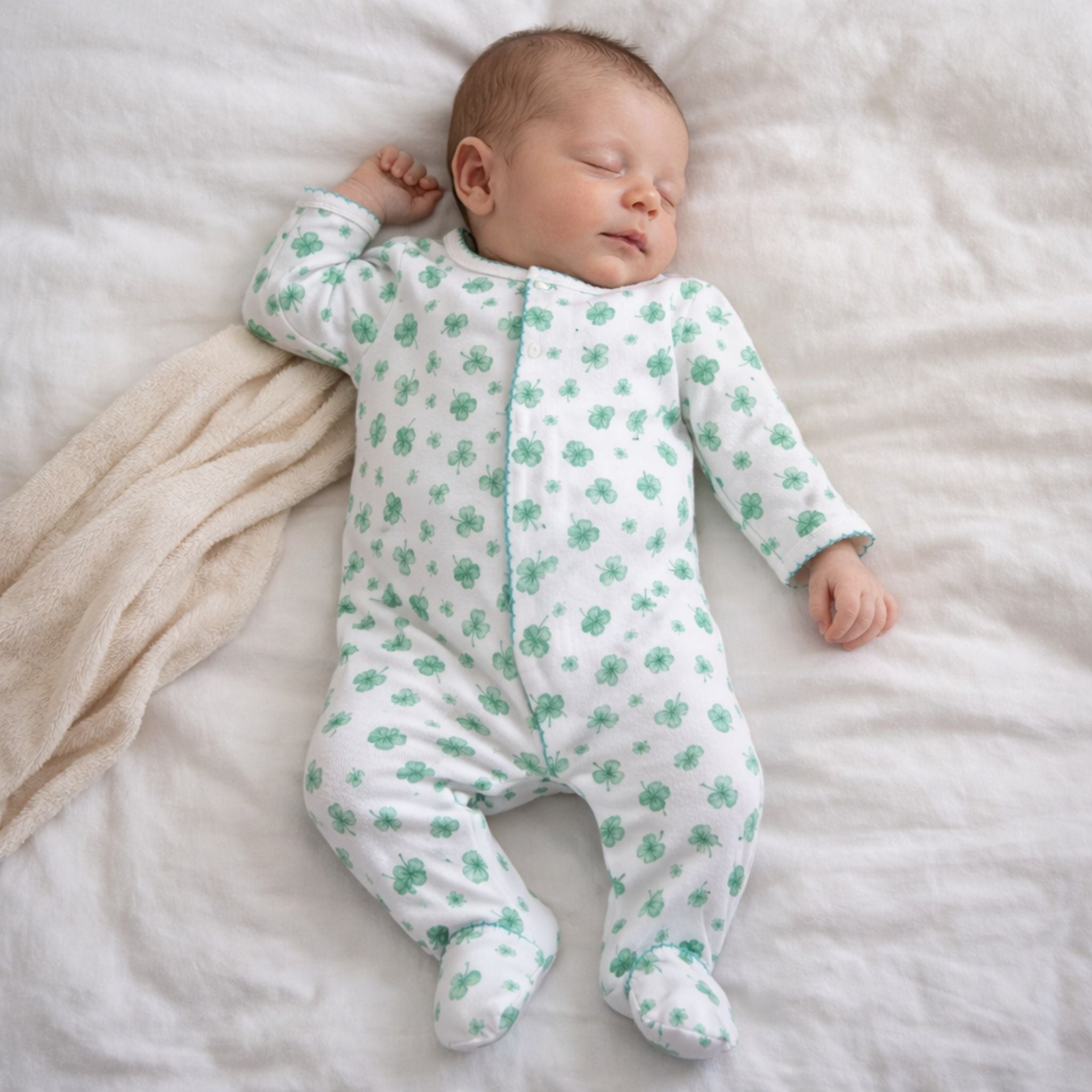 Lucky Little Ones Printed Footie - Green - Magnolia BabyFootie