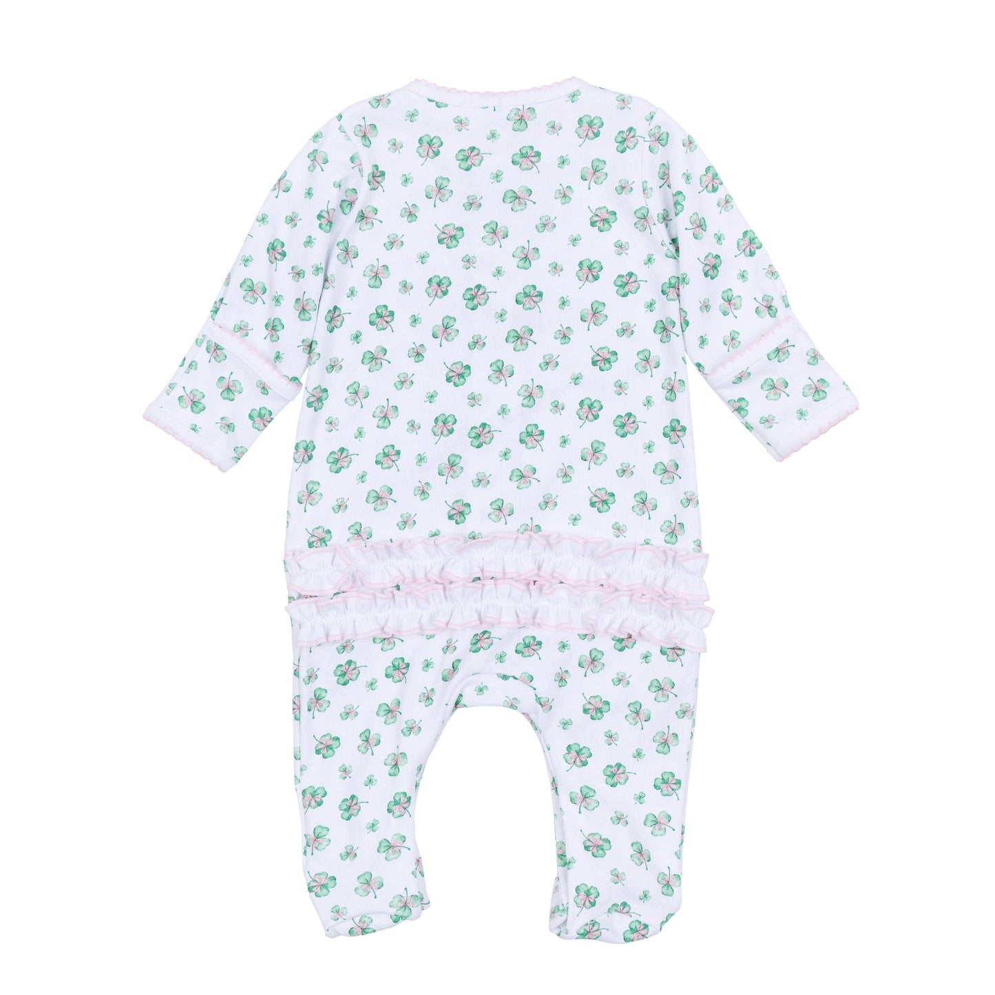 Lucky Little Ones Printed Ruffle Footie - Pink - Magnolia BabyFootie