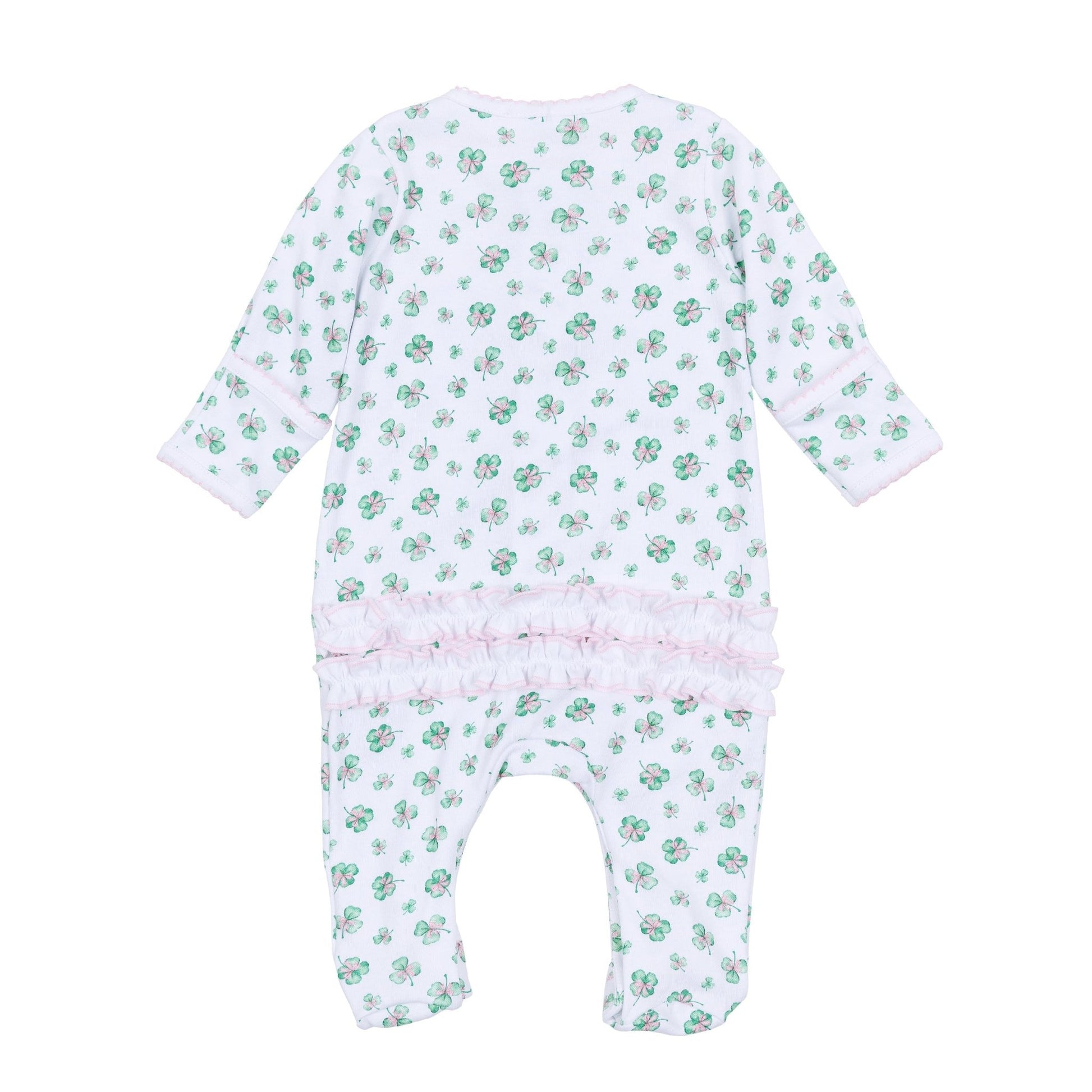 Lucky Little Ones Printed Ruffle Footie - Pink - Magnolia BabyFootie